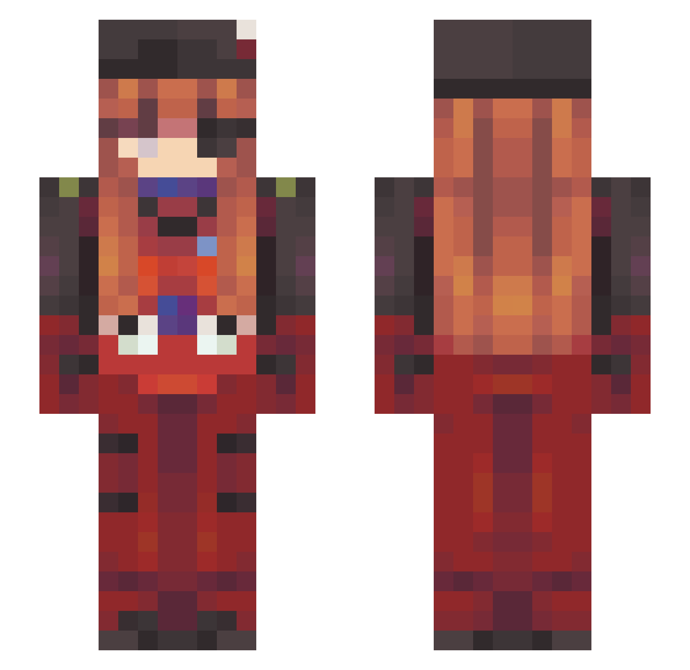 zTohka Minecraft skin, front and back view