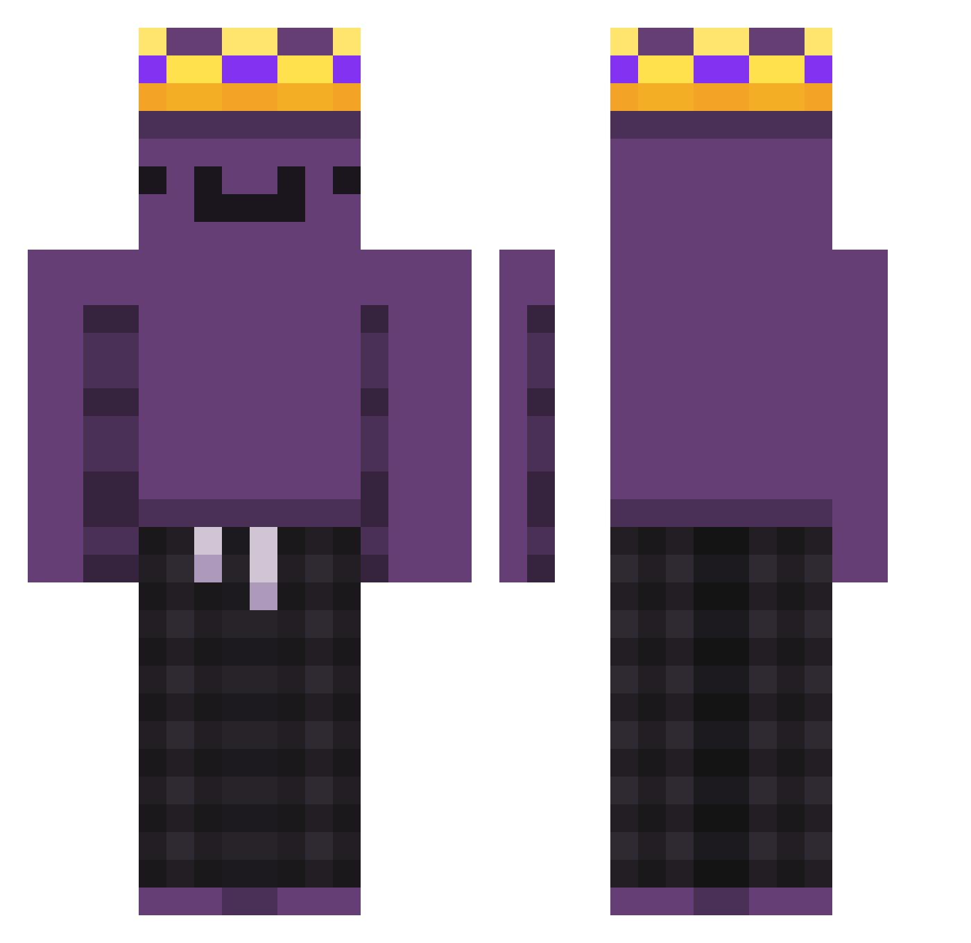 Fizzyless Minecraft skin, front and back view