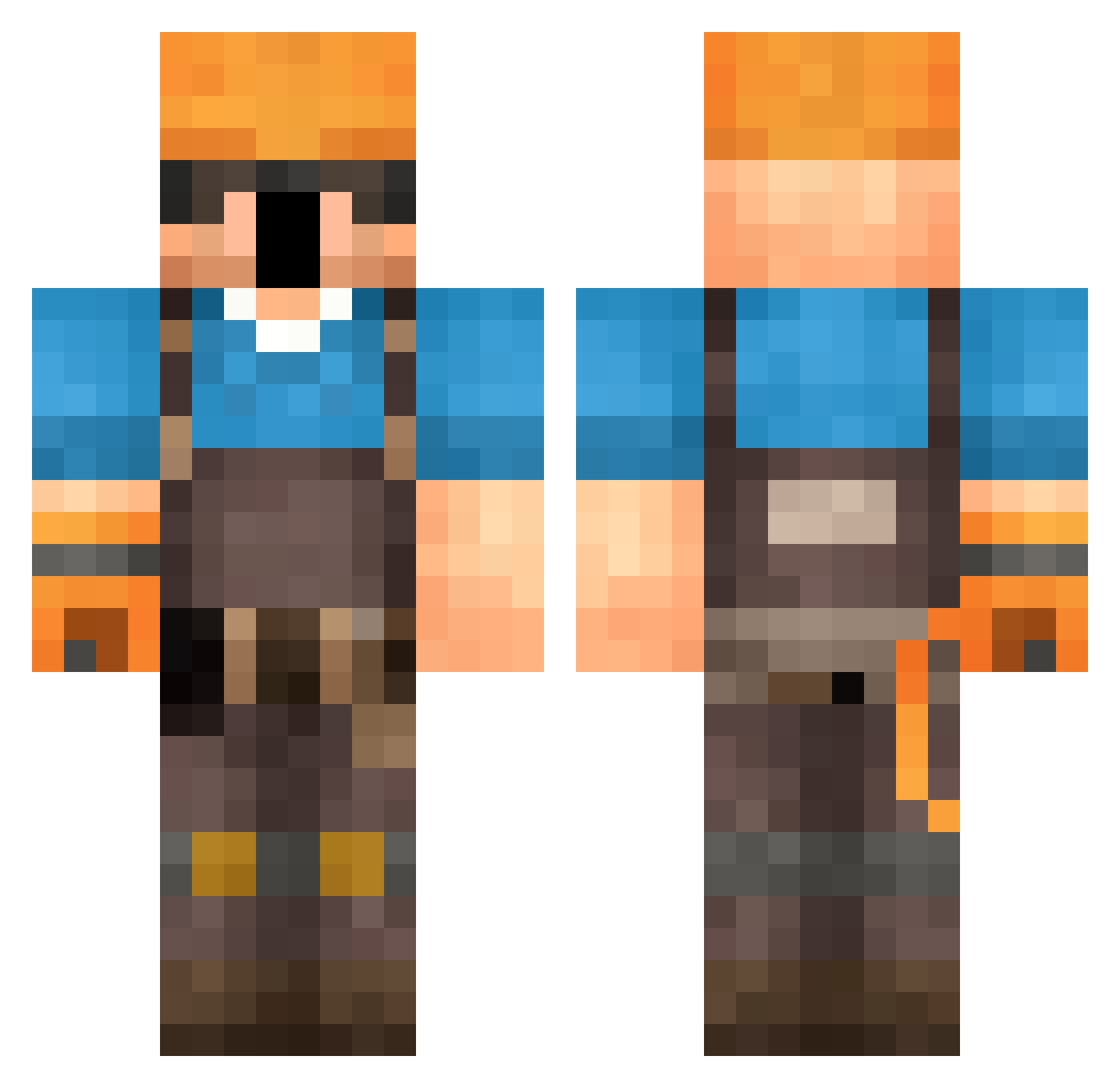 SansFont99 Minecraft skin, front and back view