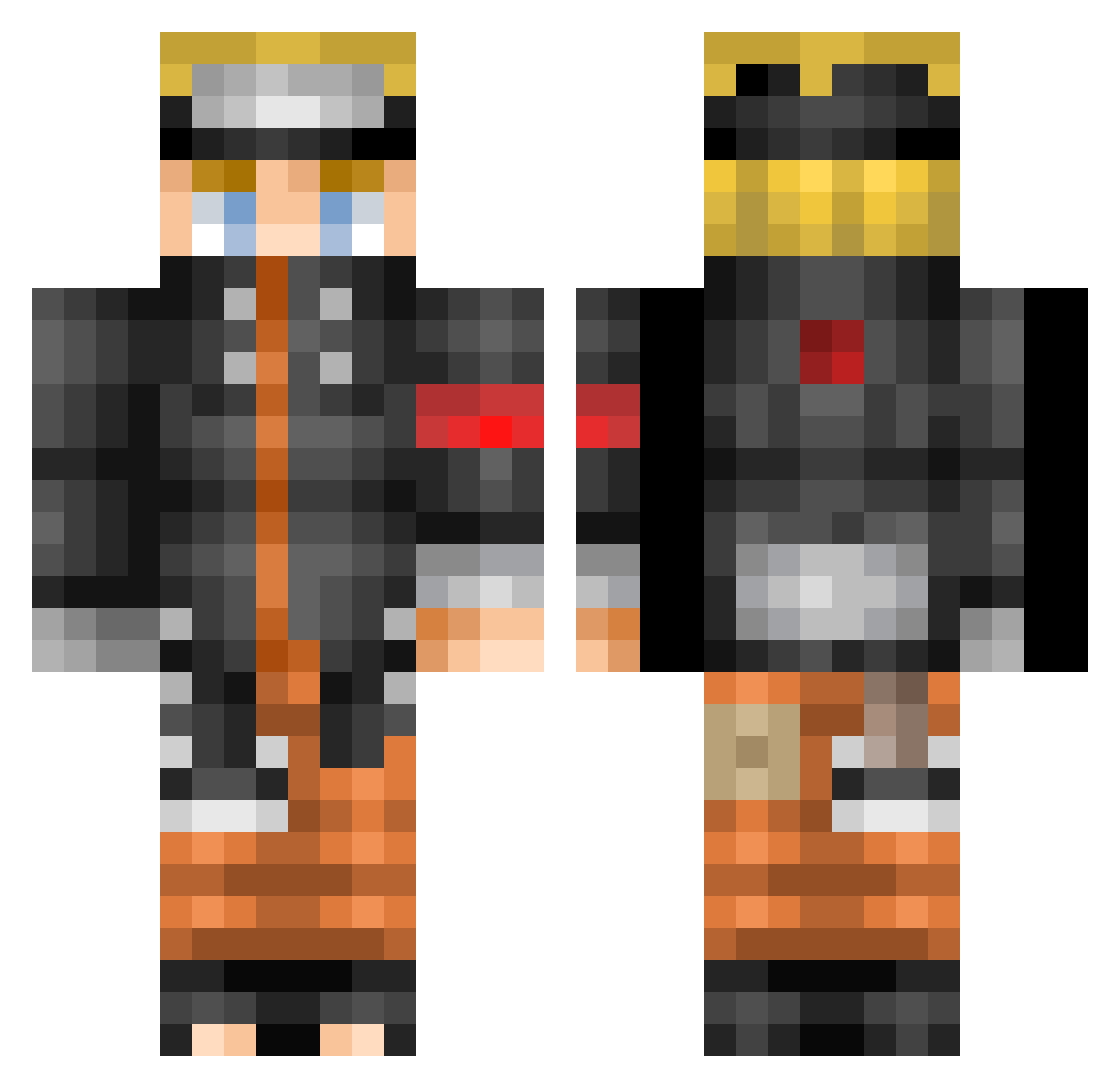 prodHellraiser Minecraft skin, front and back view