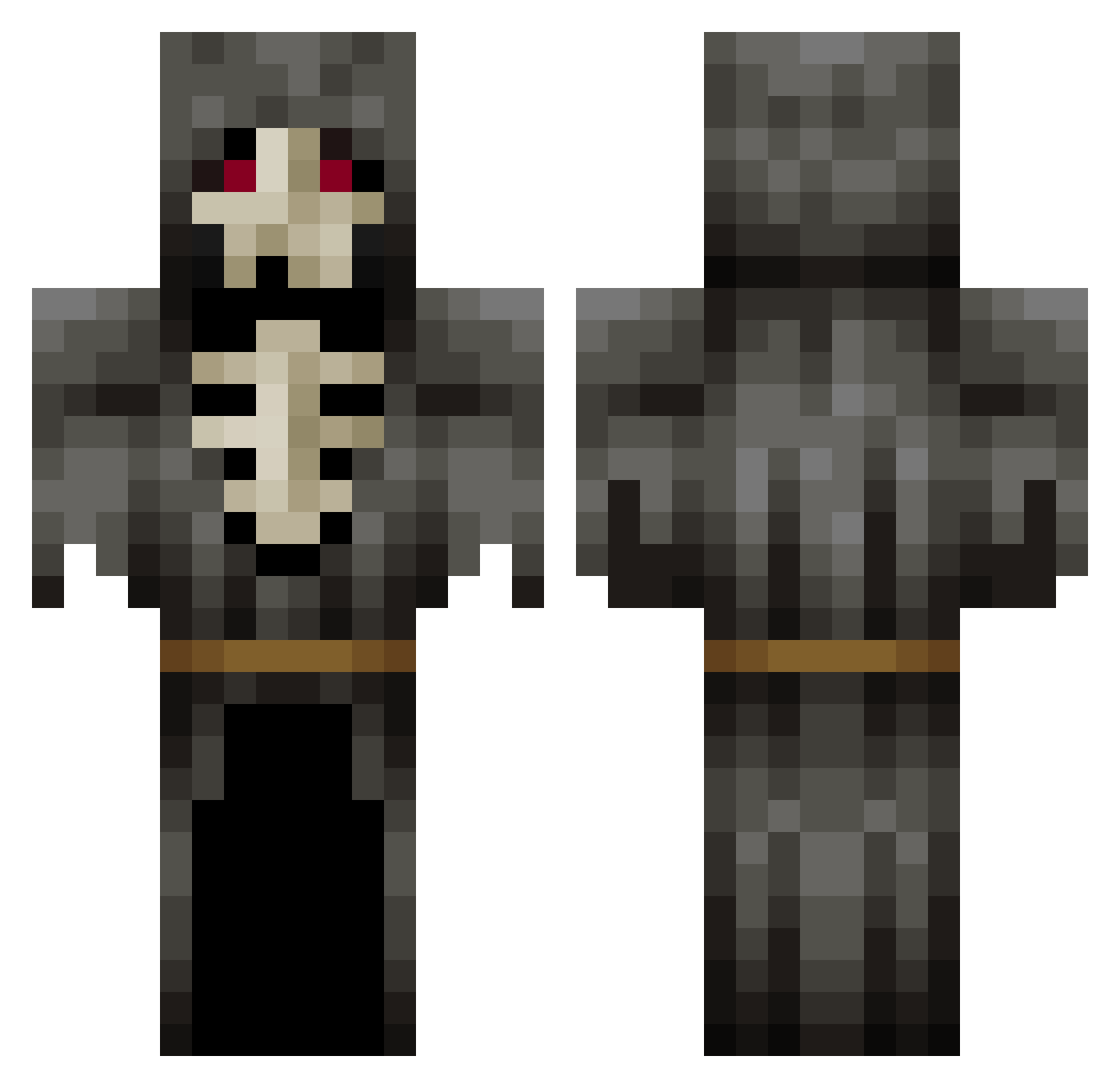 R3AP3R_7 Minecraft skin, front and back view