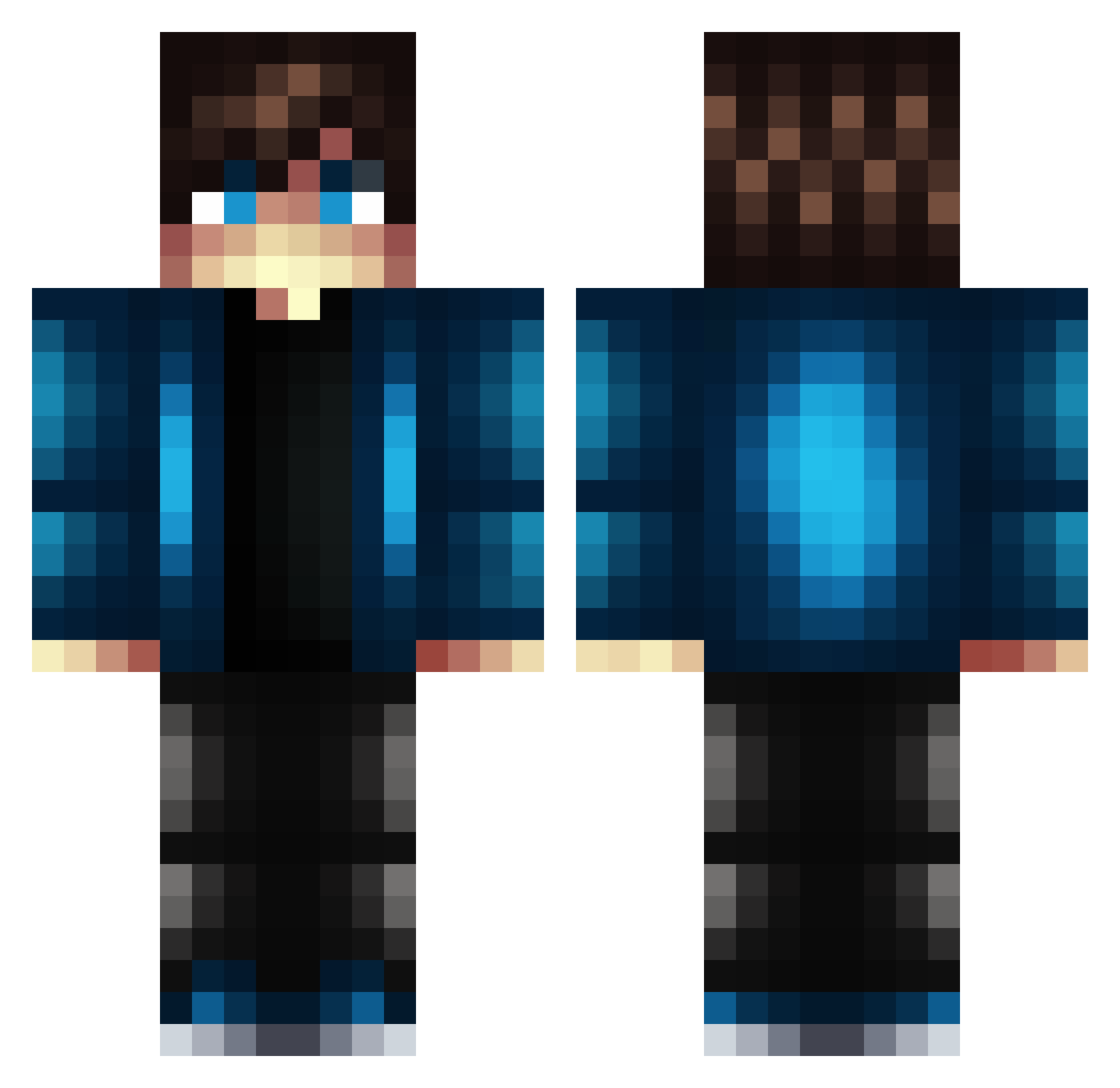 Toops Minecraft skin, front and back view