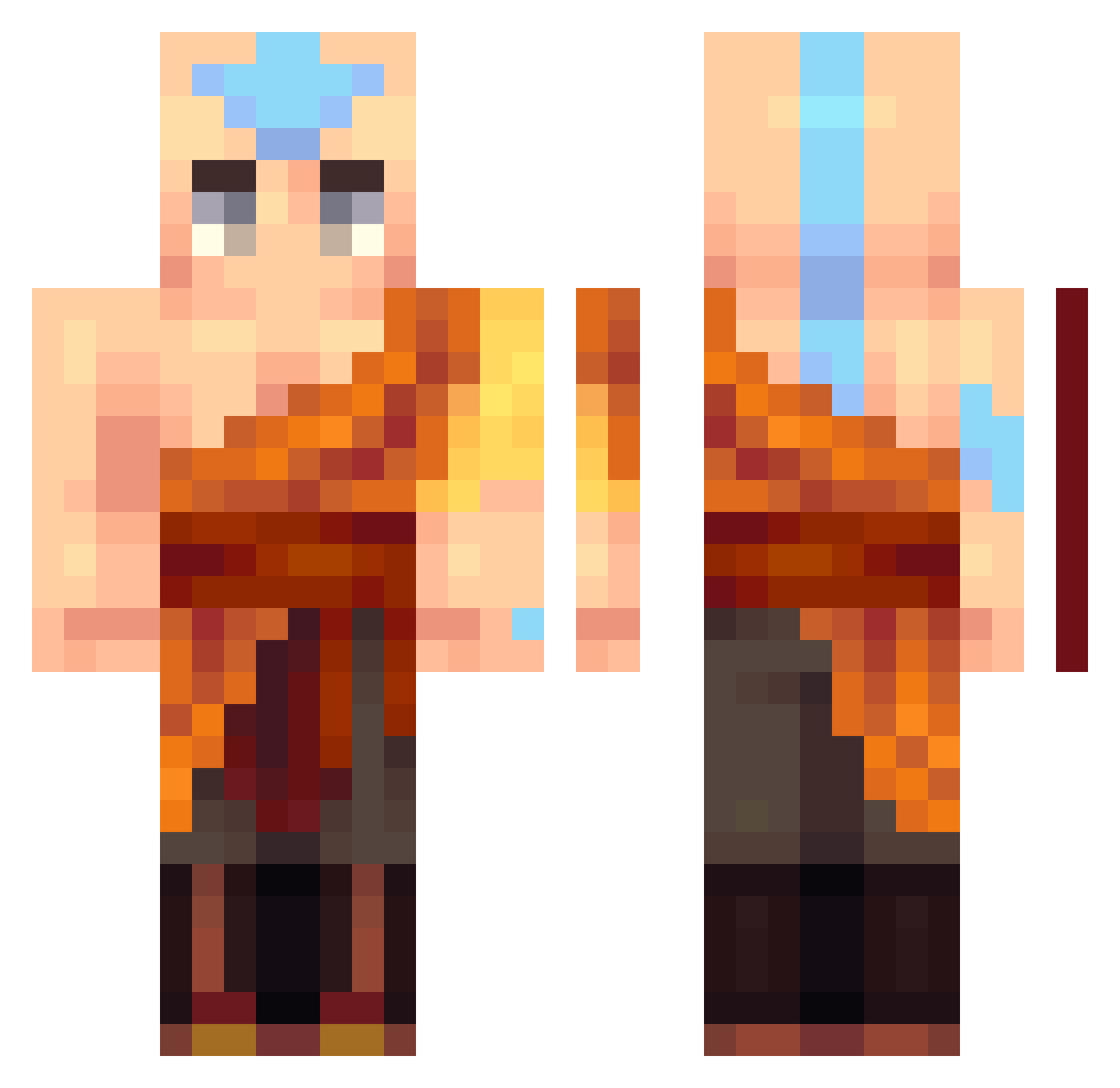 NoKizi Minecraft skin, front and back view