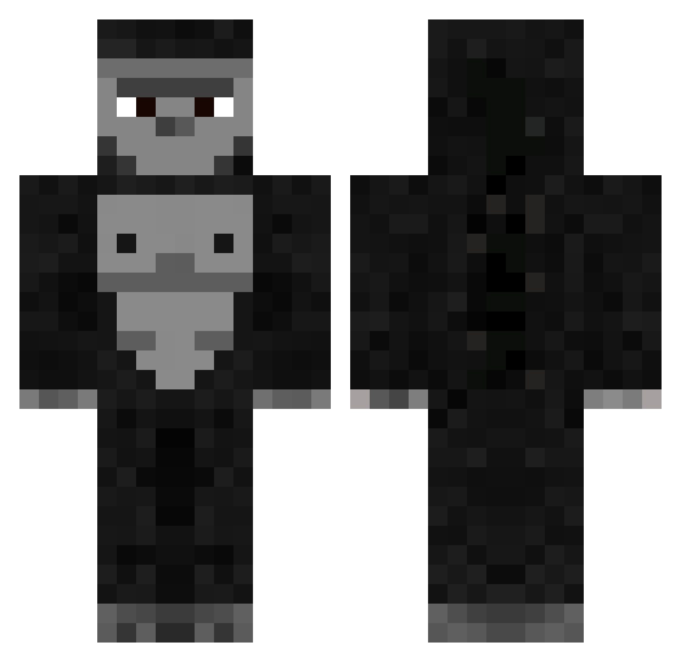 hand_ Minecraft skin, front and back view