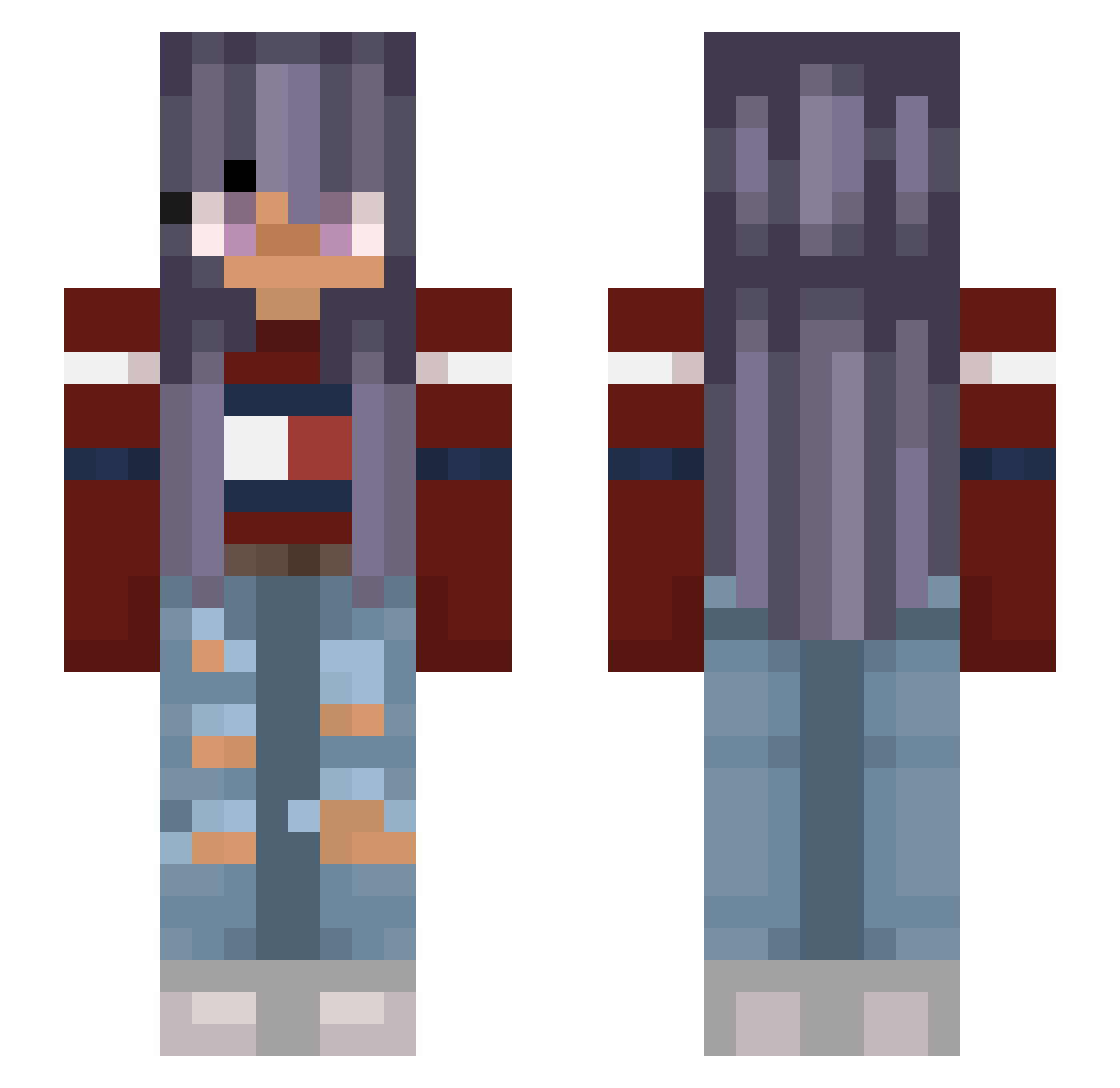 DearlyRae Minecraft skin, front and back view
