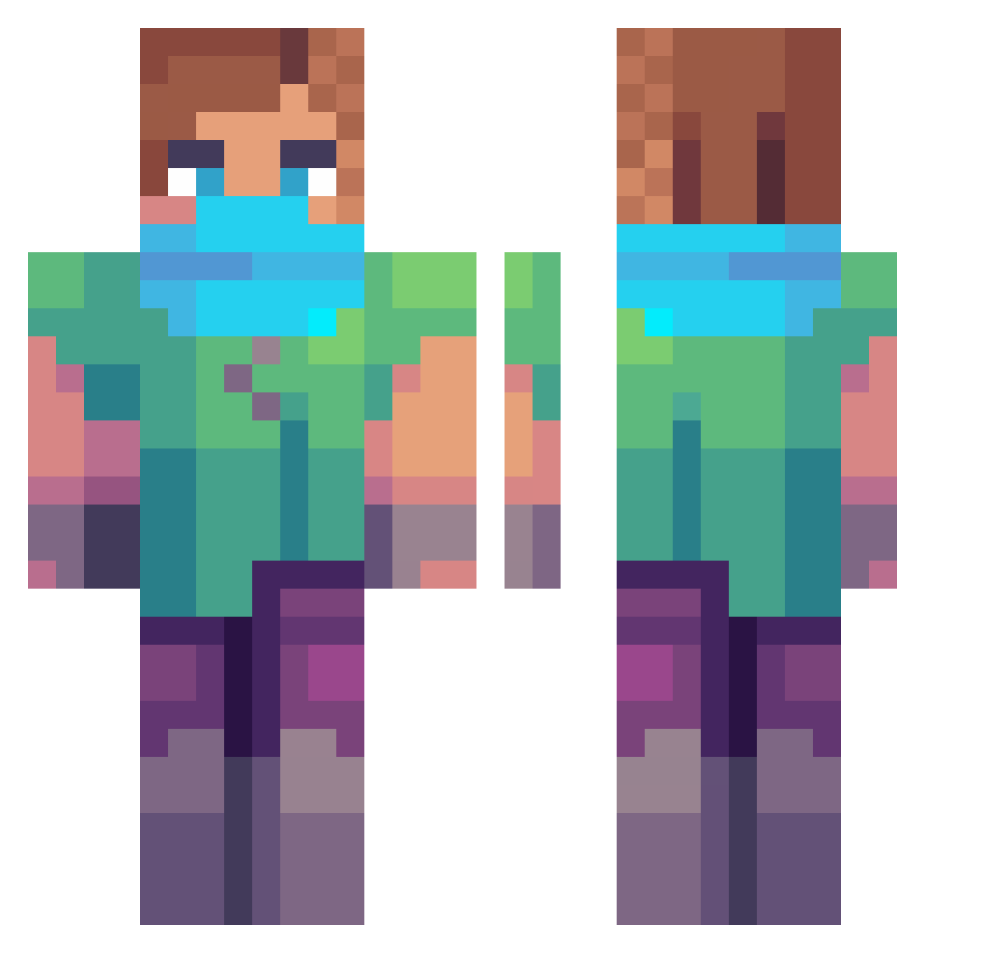 tautomerism Minecraft skin, front and back view
