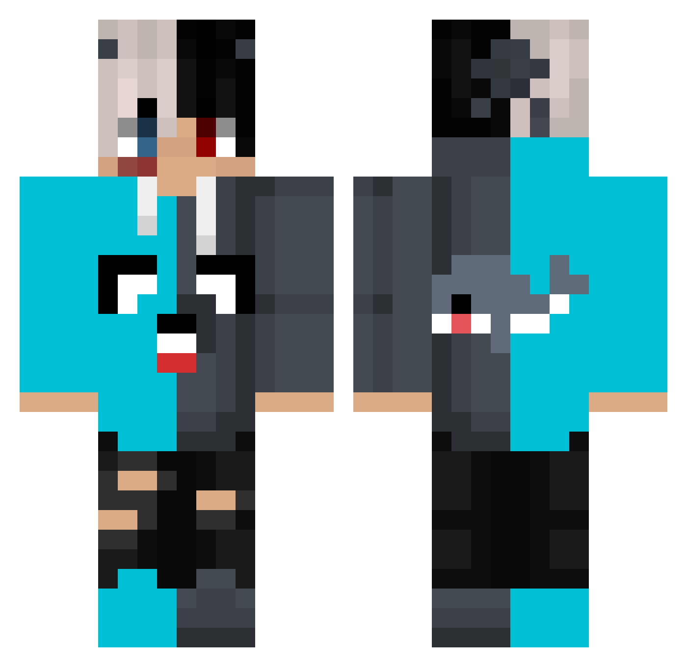 Doviess Minecraft skin, front and back view