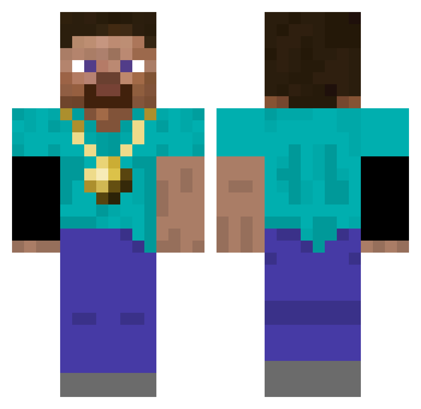 urafire Minecraft skin, front and back view