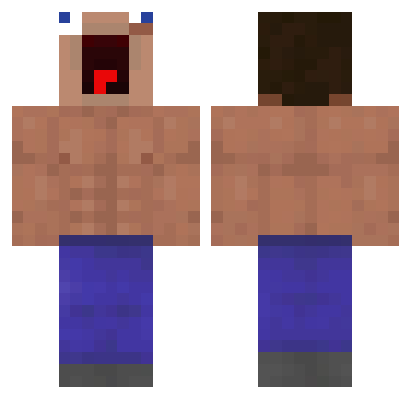PanickedHispanic Minecraft skin, front and back view