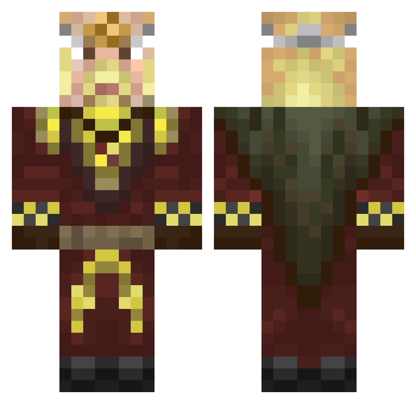 SKTrezno Minecraft skin, front and back view
