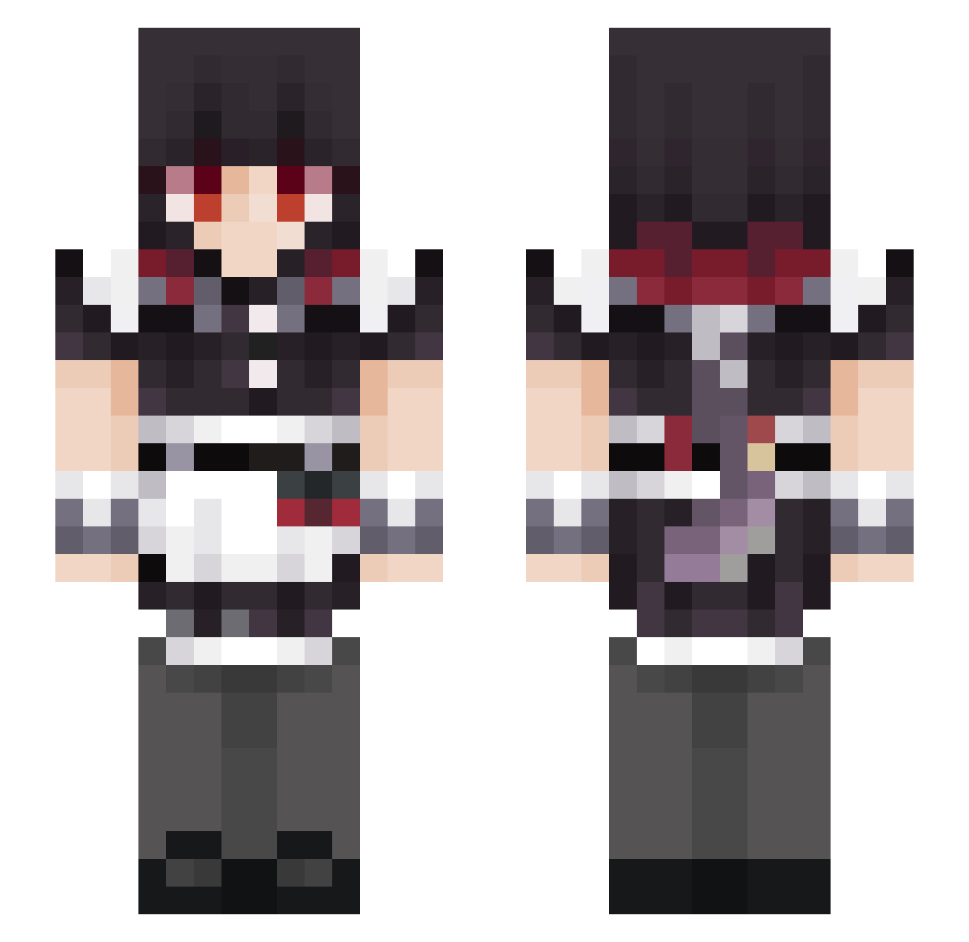 Snipez2008 Minecraft skin, front and back view