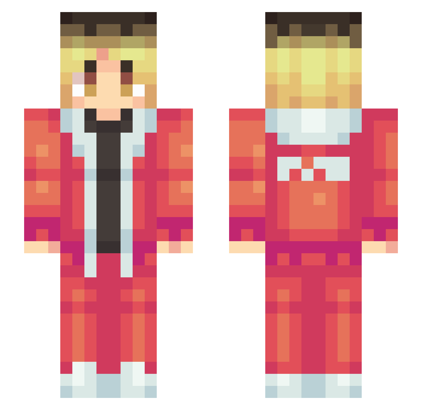 playmikle Minecraft skin, front and back view