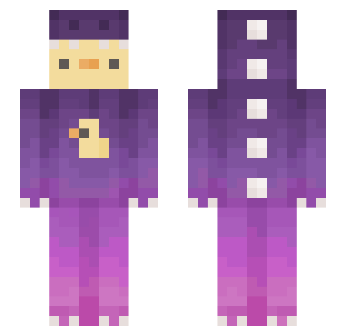 WCEnteYT Minecraft skin, front and back view