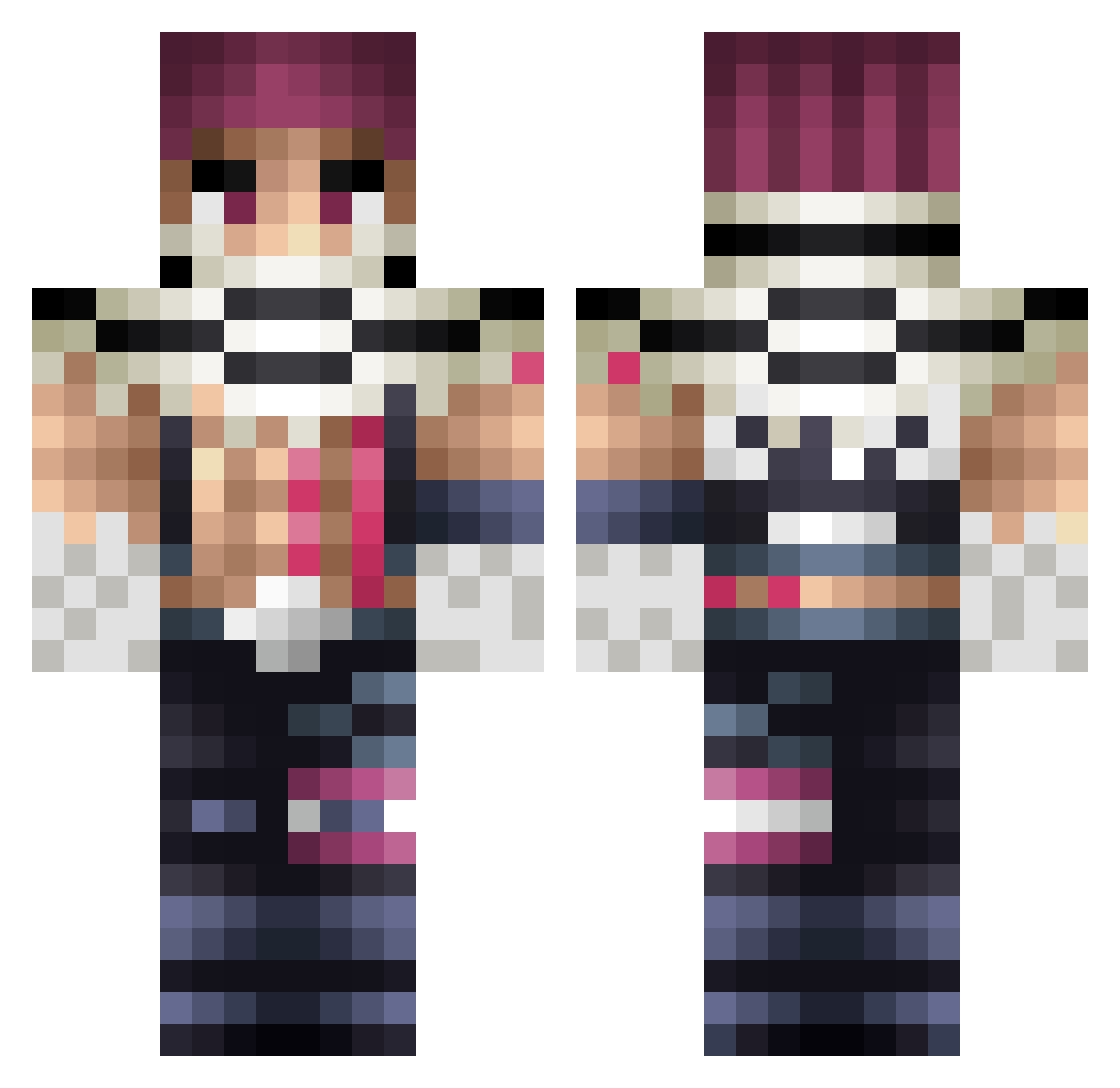 bsugss Minecraft skin, front and back view