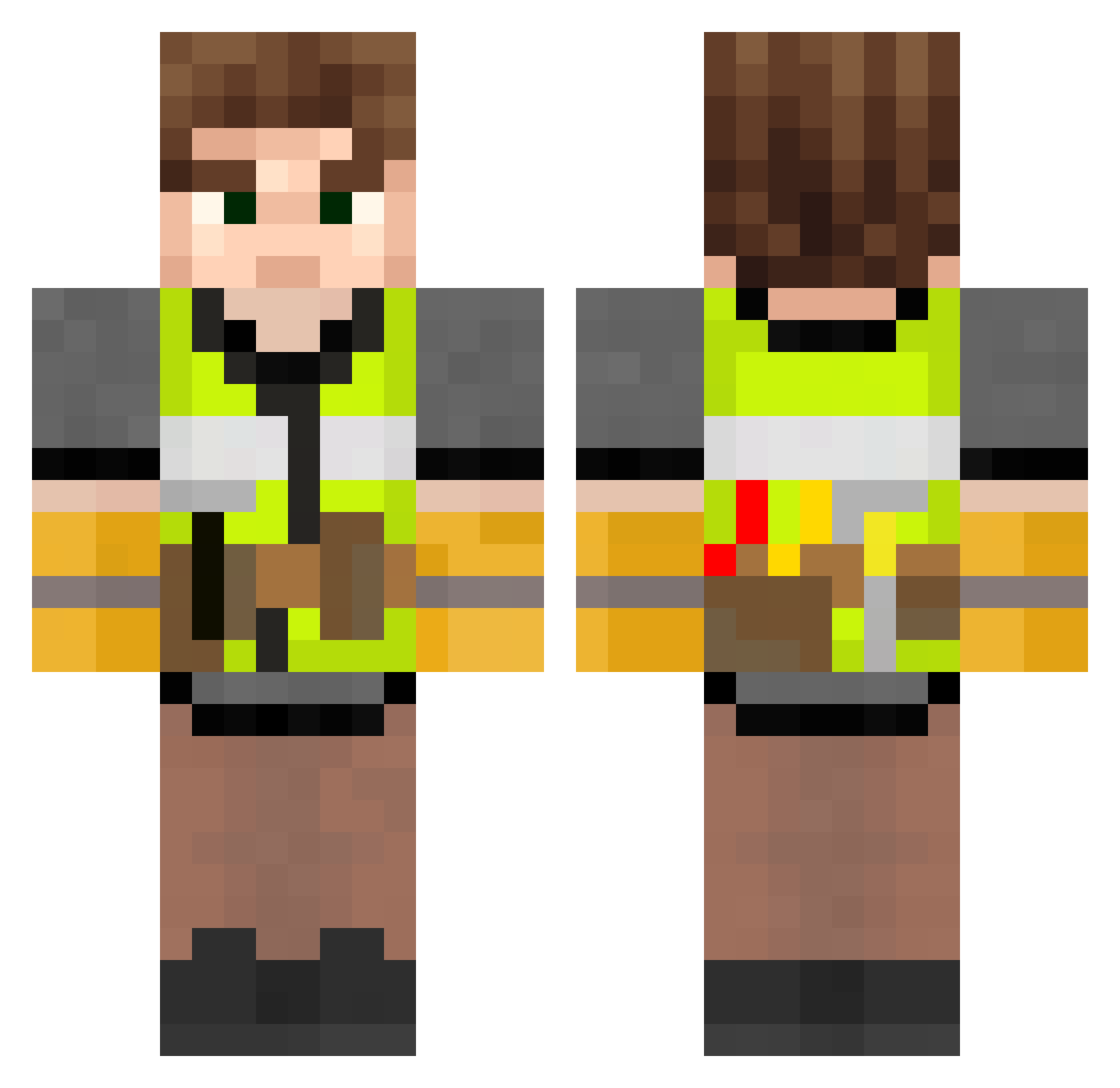 NiftyPark Minecraft skin, front and back view