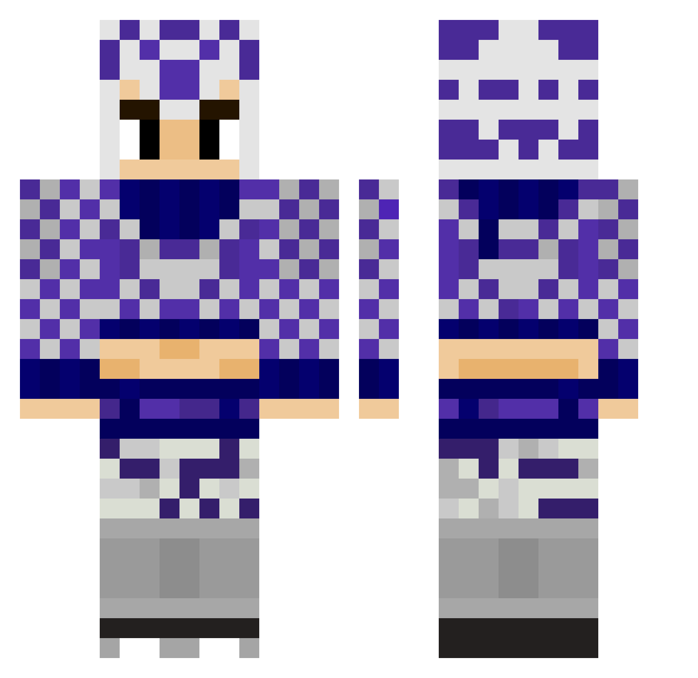 Canomilano Minecraft skin, front and back view