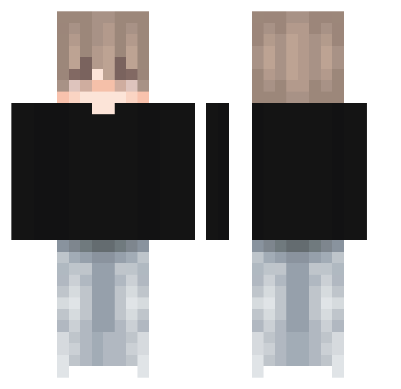 Aloo2 Minecraft skin, front and back view