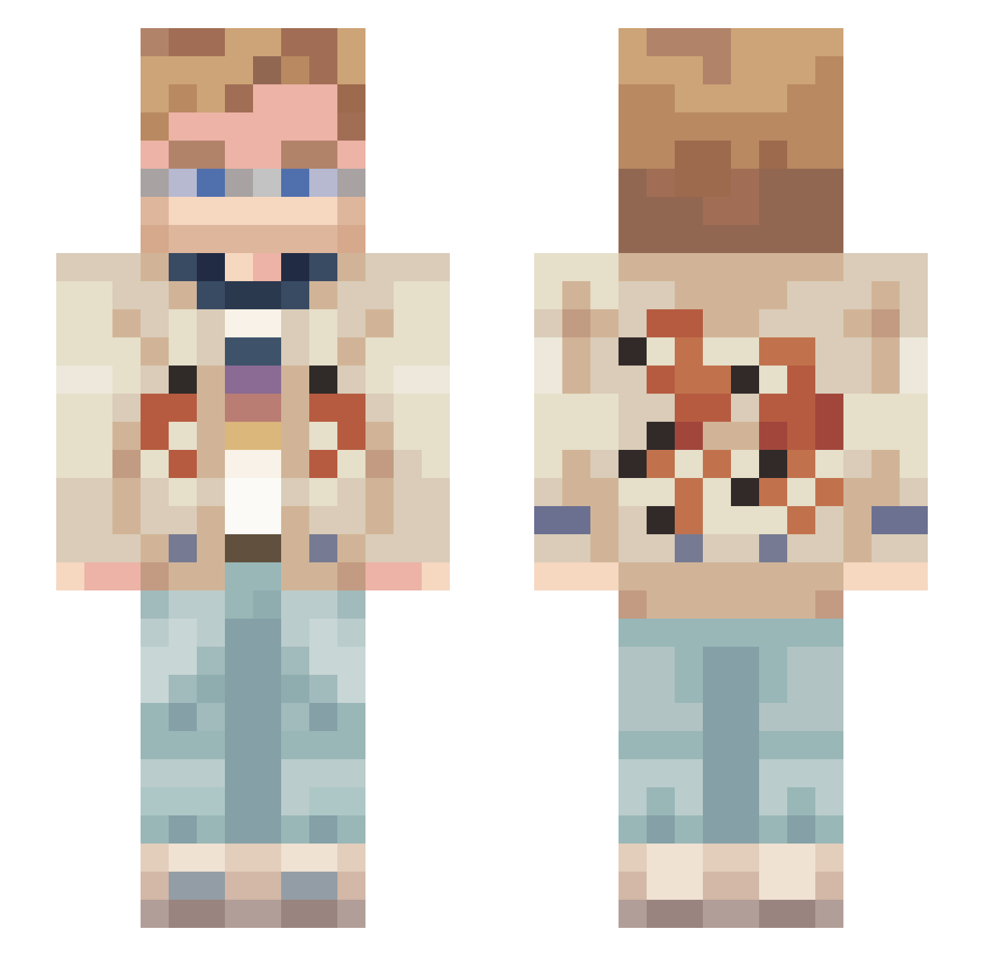 K3P7ER Minecraft skin, front and back view