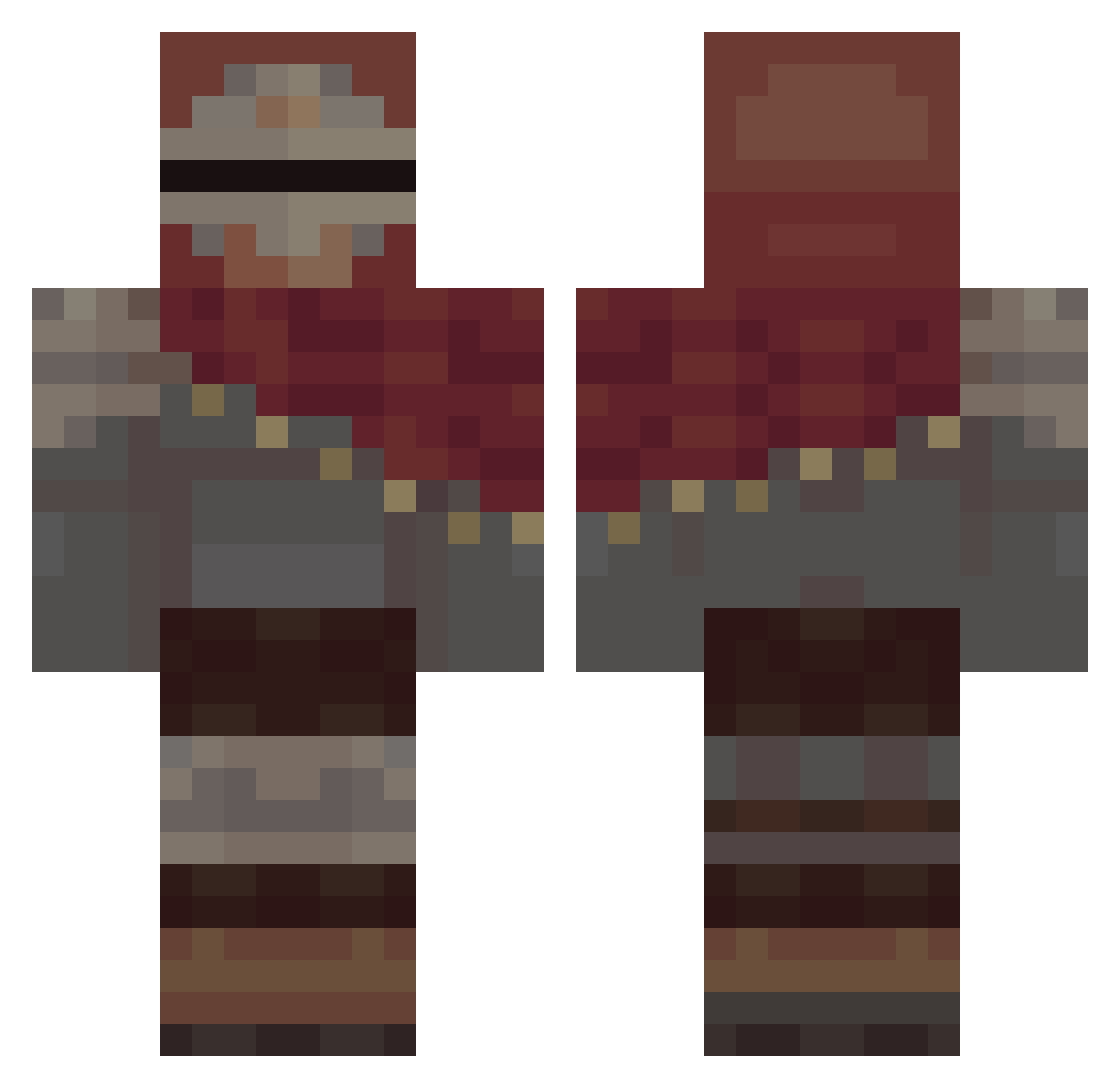KlWlBlRDS Minecraft skin, front and back view
