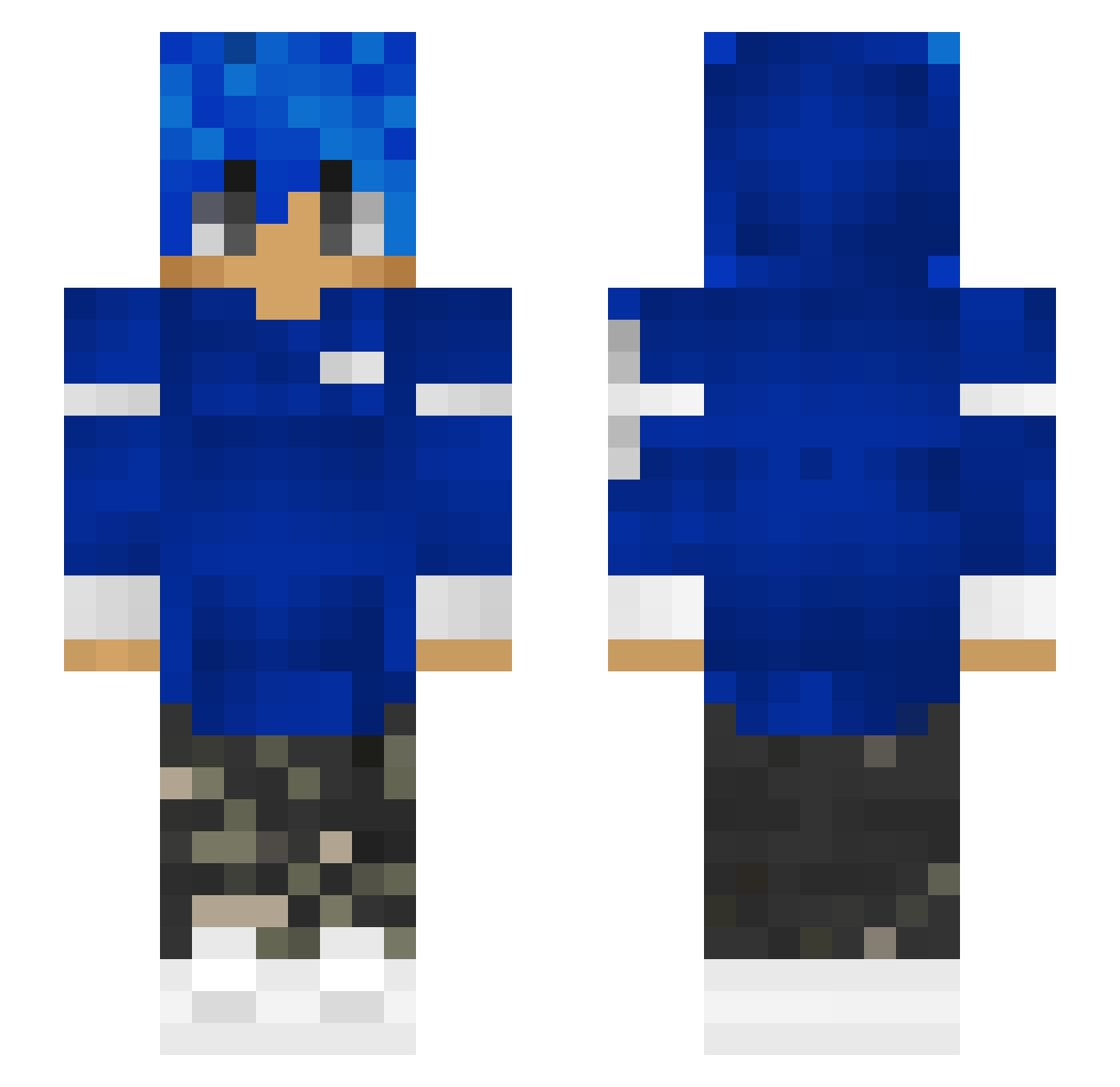 Ze2F Minecraft skin, front and back view