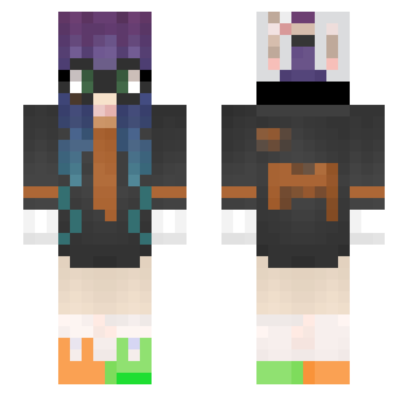 Bunni Minecraft skin, front and back view