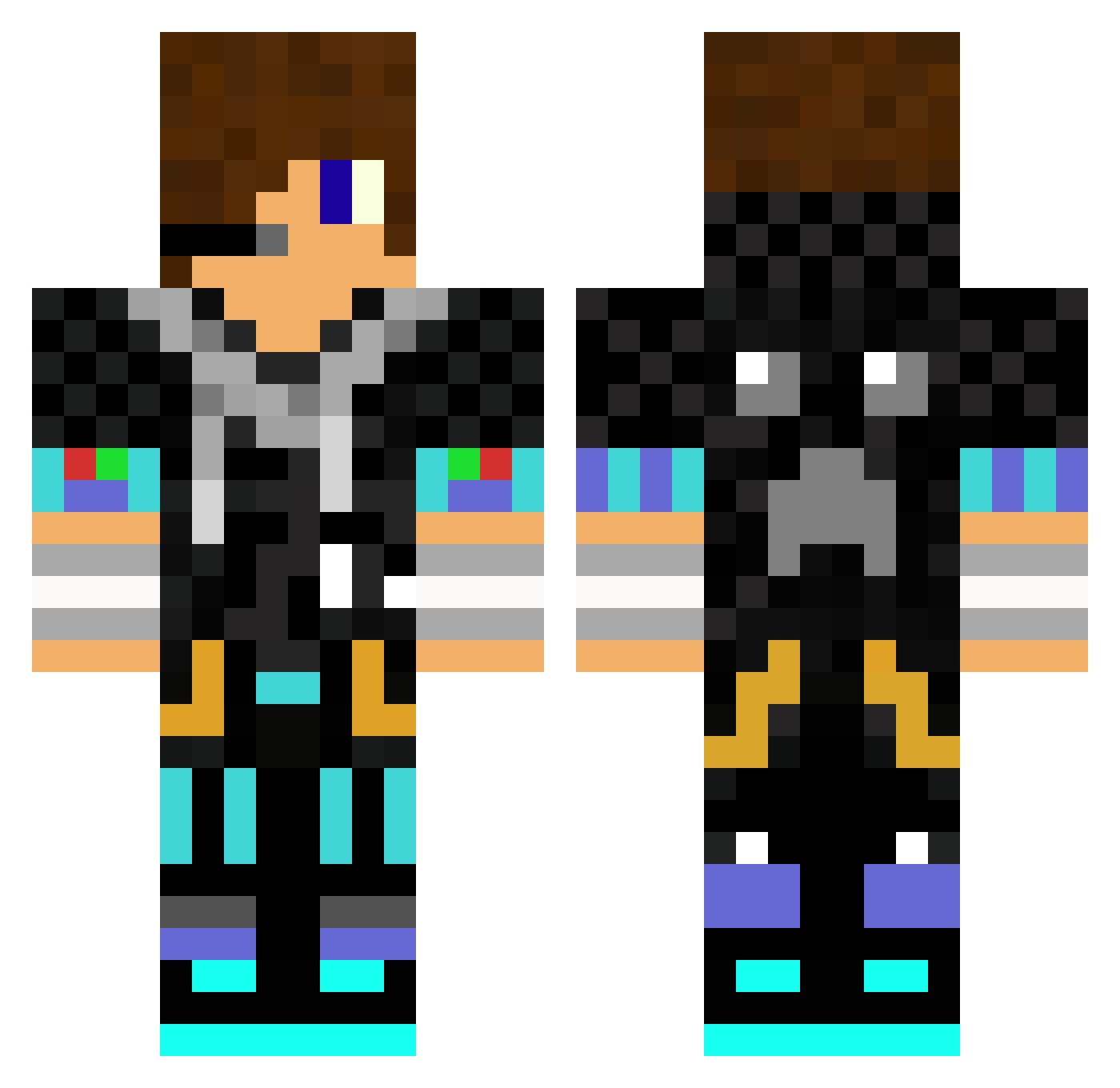 wxleNIX Minecraft skin, front and back view