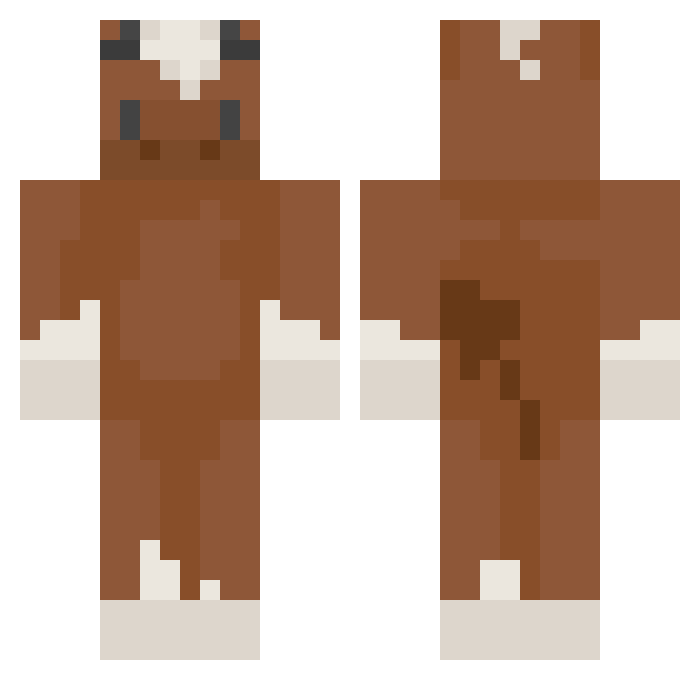 TemperateCow Minecraft skin, front and back view