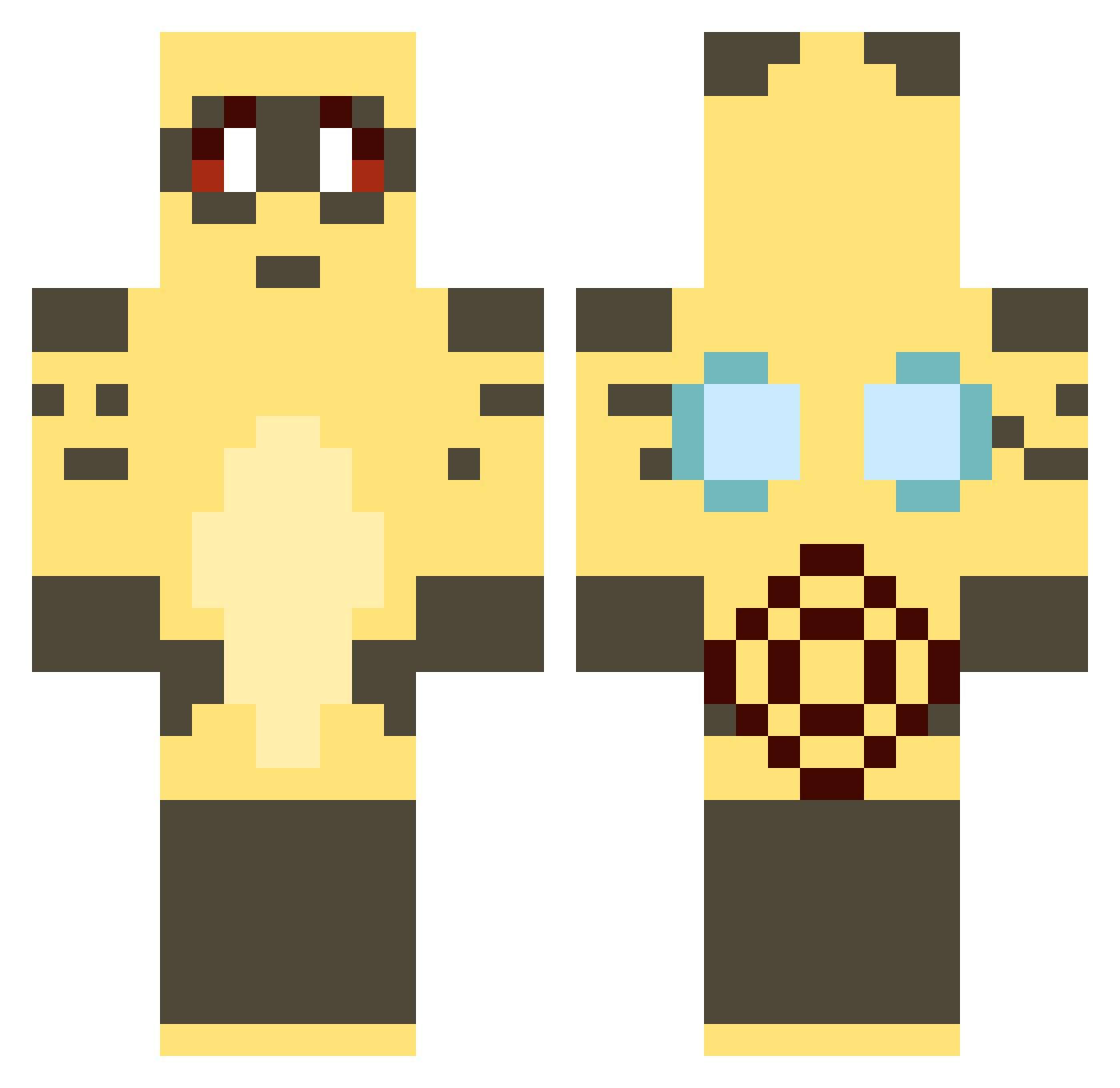 Renewings Minecraft skin, front and back view