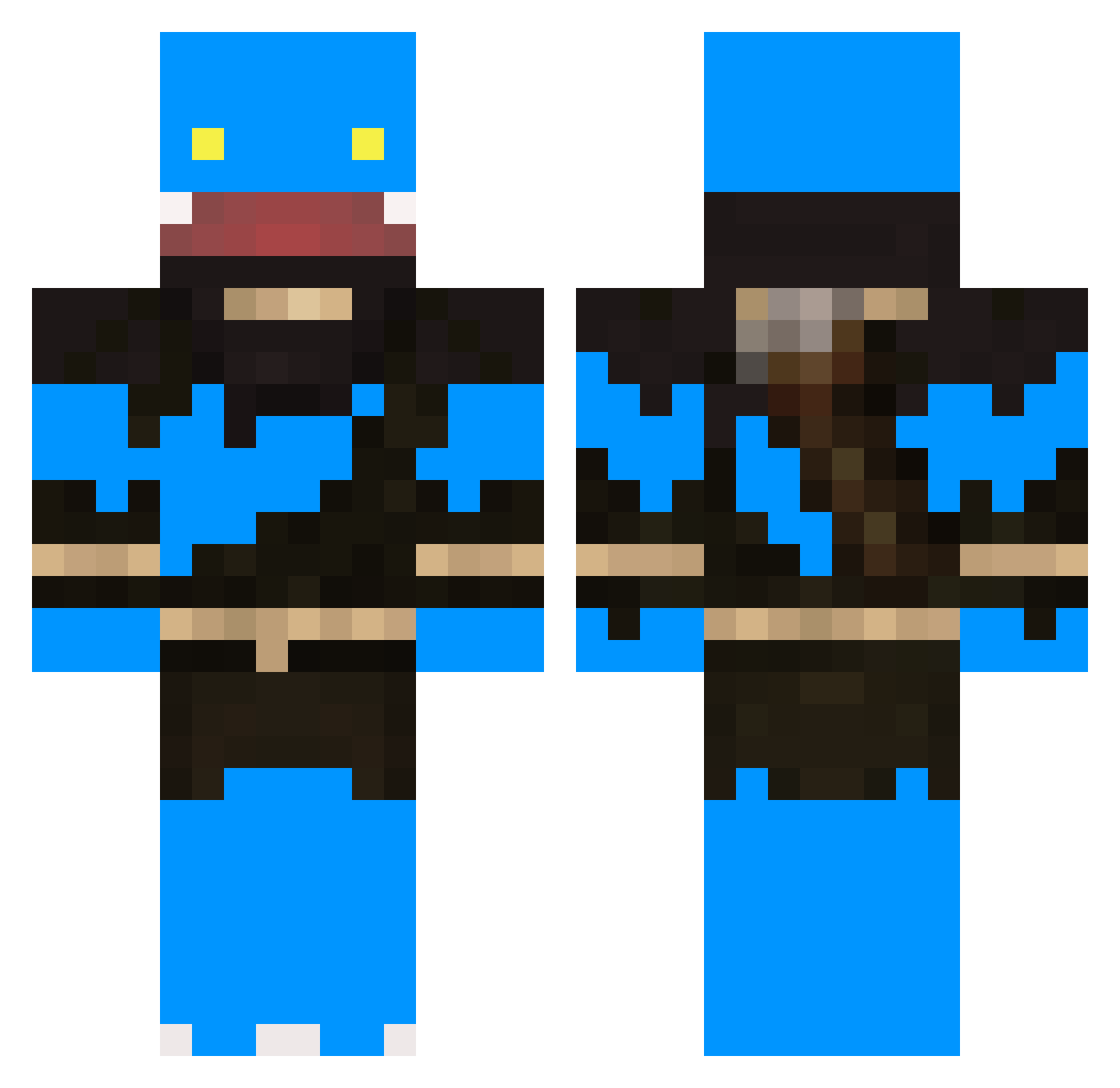 Blunge Minecraft skin, front and back view