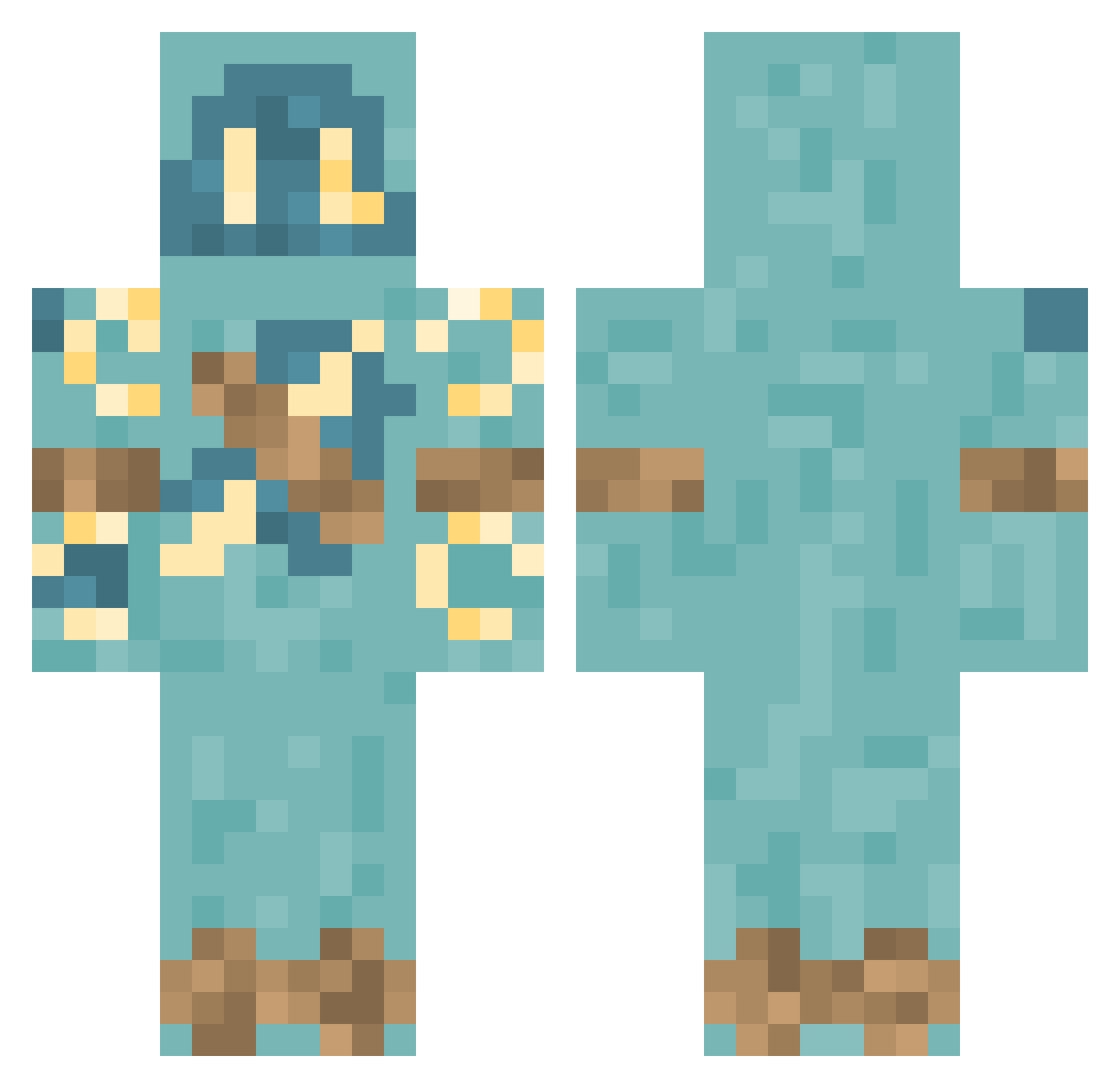 rebapuppy Minecraft skin, front and back view