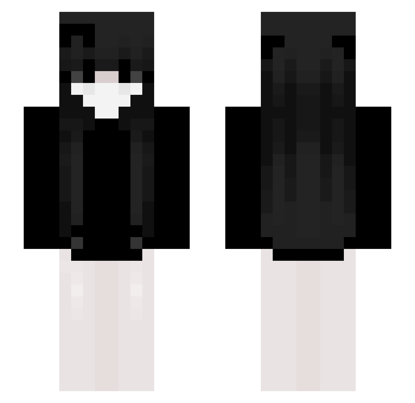 JJuPhobia Minecraft skin, front and back view