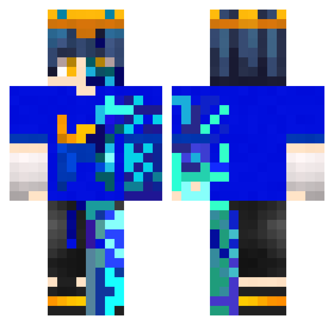 arthurzaoBW Minecraft skin, front and back view