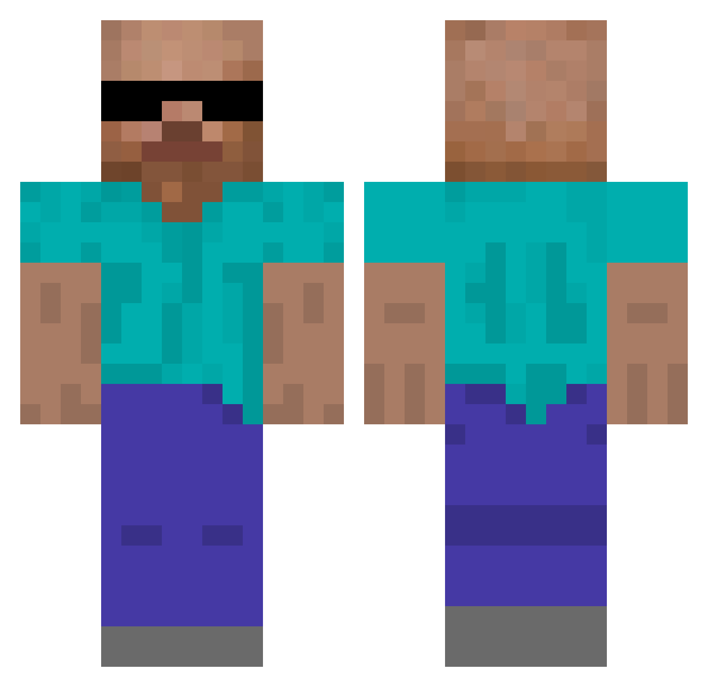 Stathikos Minecraft skin, front and back view
