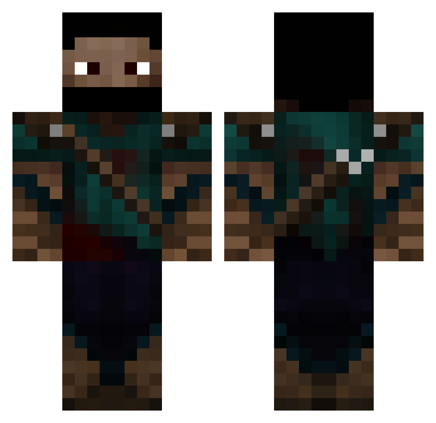 Magixss Minecraft skin, front and back view