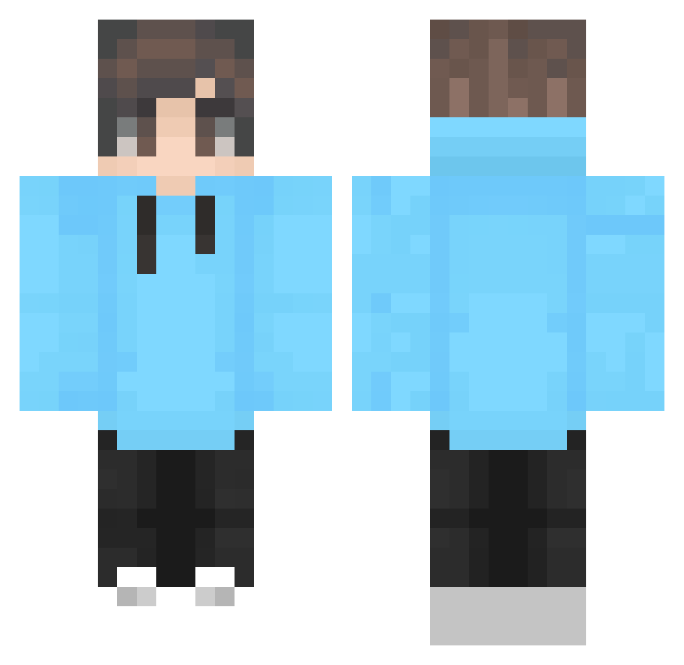 PlunderousHD Minecraft skin, front and back view
