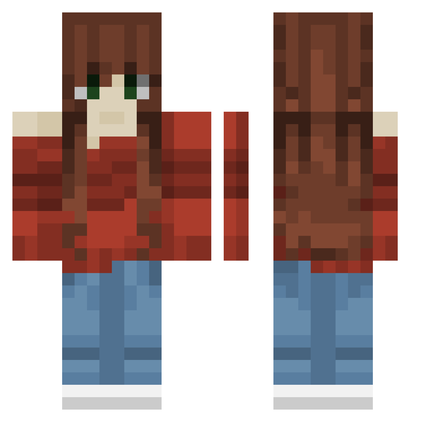 Rederak Minecraft skin, front and back view