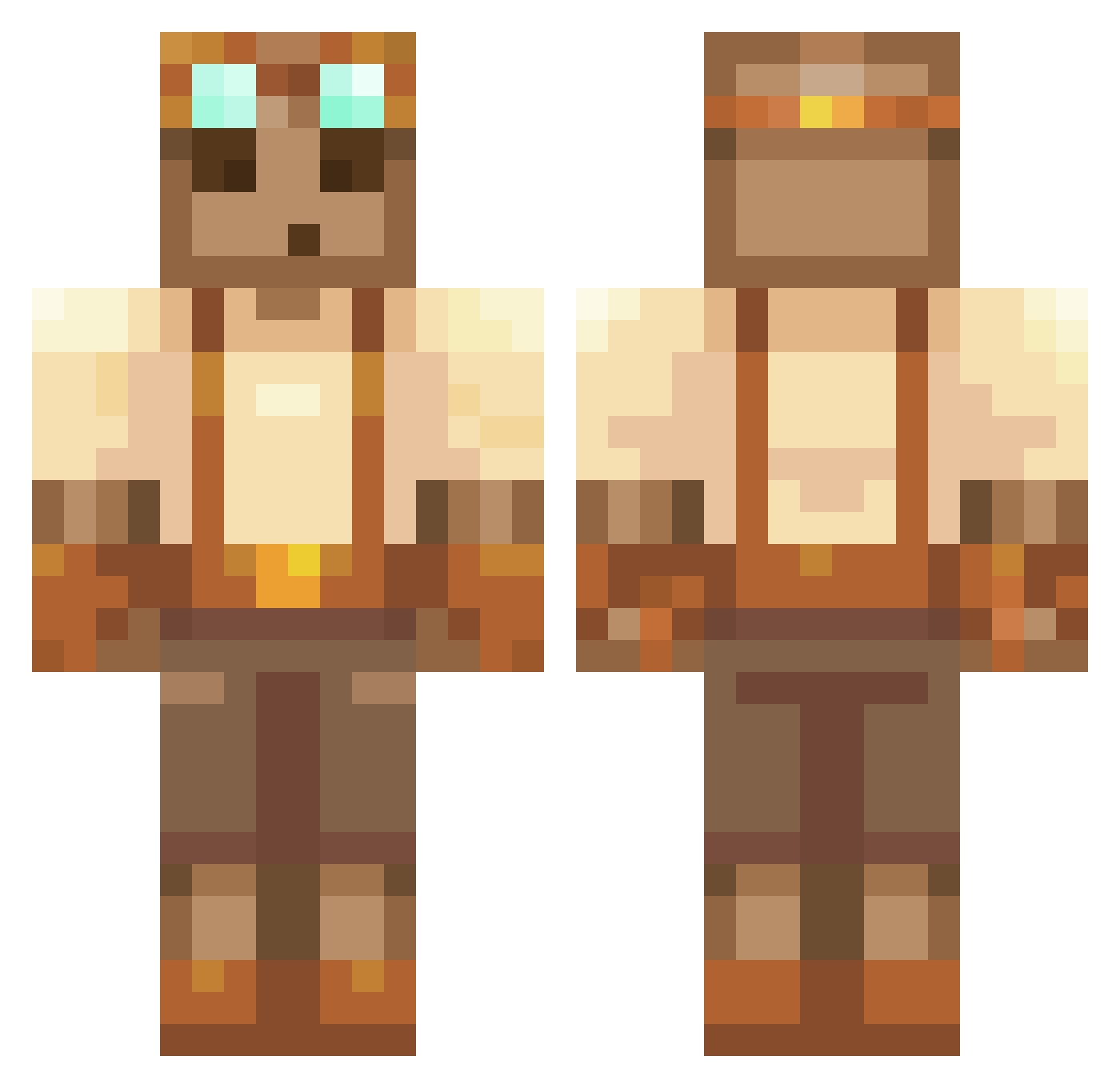 Praxion_ Minecraft skin, front and back view