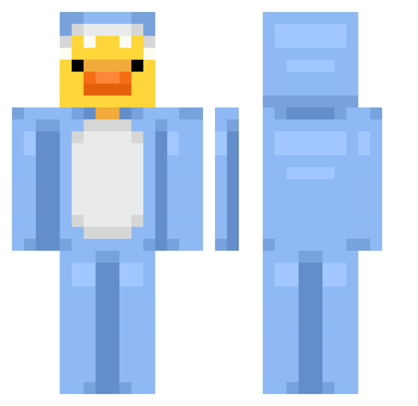 ZZQQSS Minecraft skin, front and back view