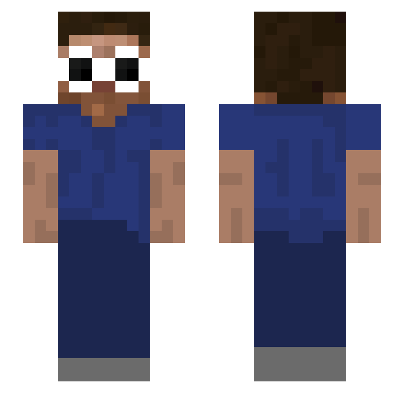 Melena Minecraft skin, front and back view