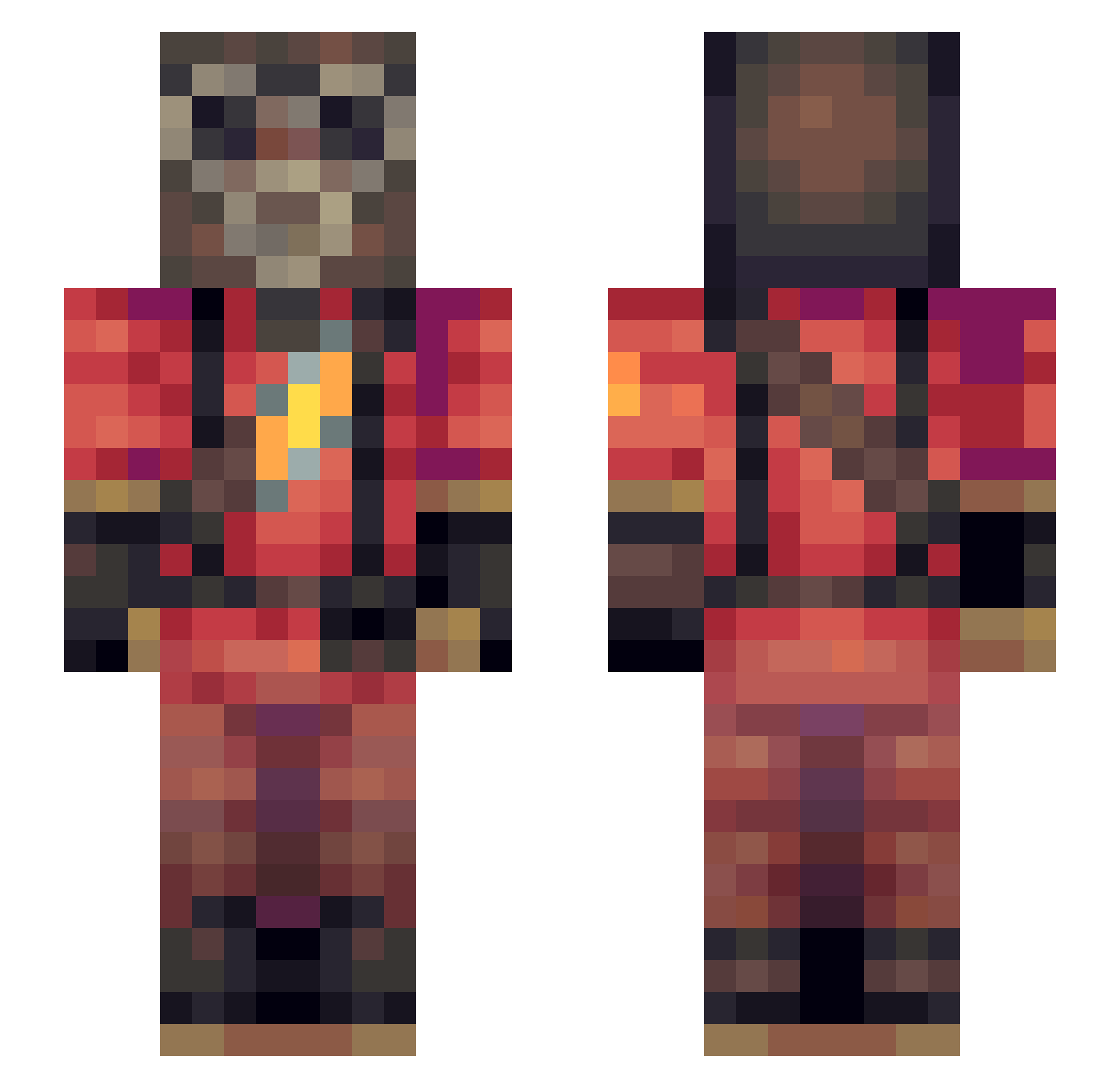 BigDangelo Minecraft skin, front and back view