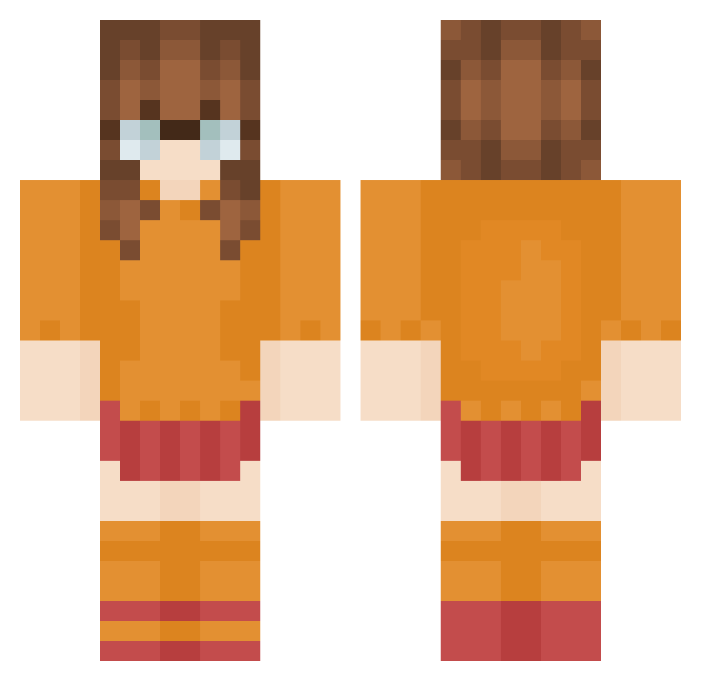 eloja Minecraft skin, front and back view