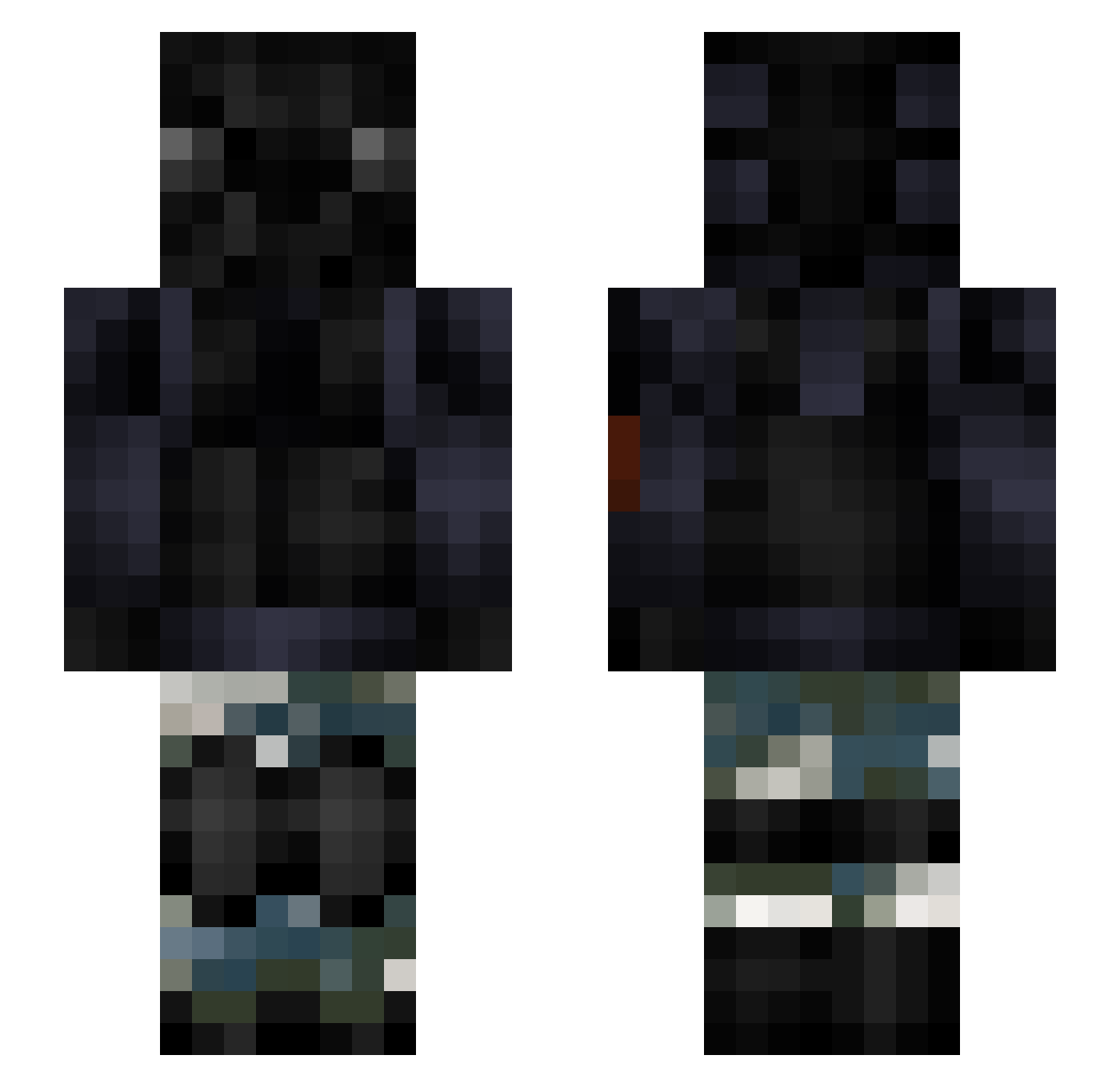 _______a Minecraft skin, front and back view
