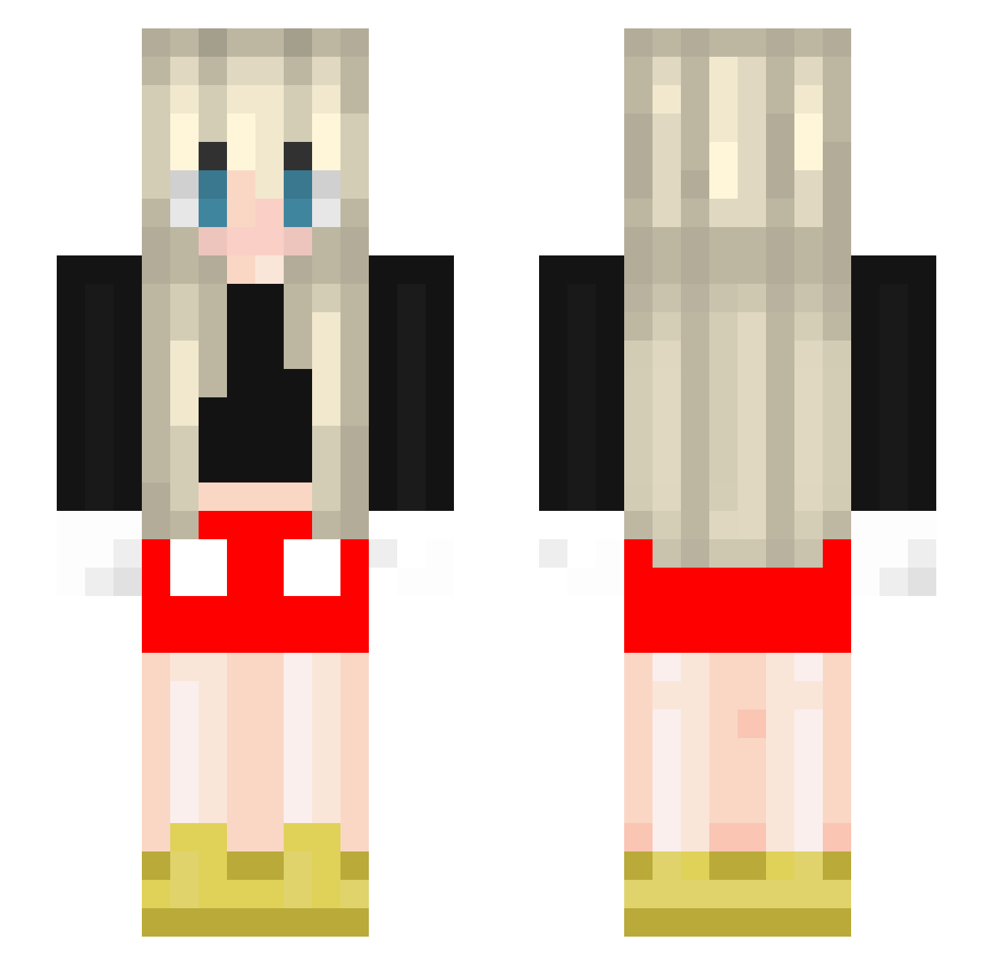 moraya Minecraft skin, front and back view