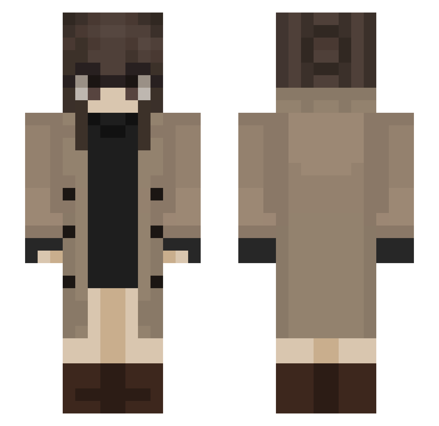 Ellie_IQ Minecraft skin, front and back view