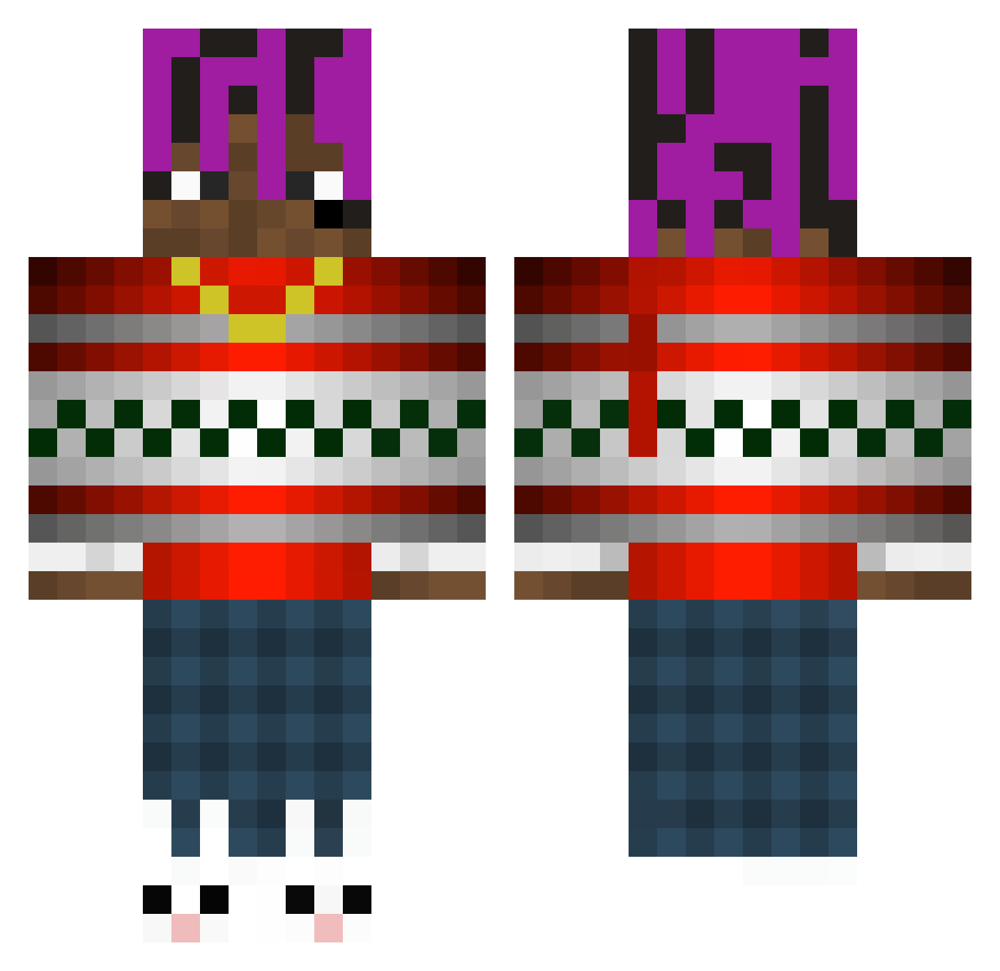 Pijama Minecraft skin, front and back view