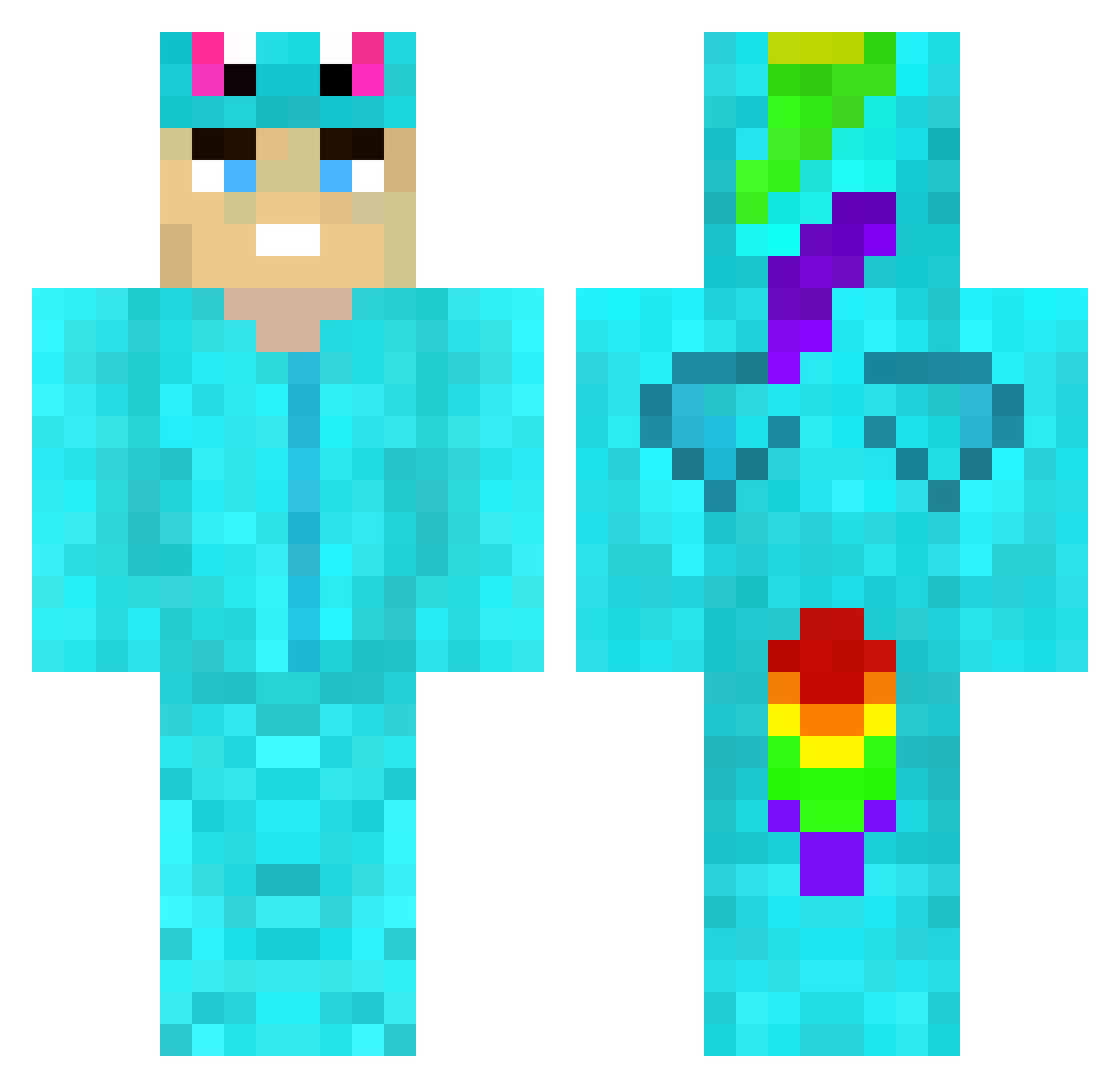 Bunny Minecraft skin, front and back view