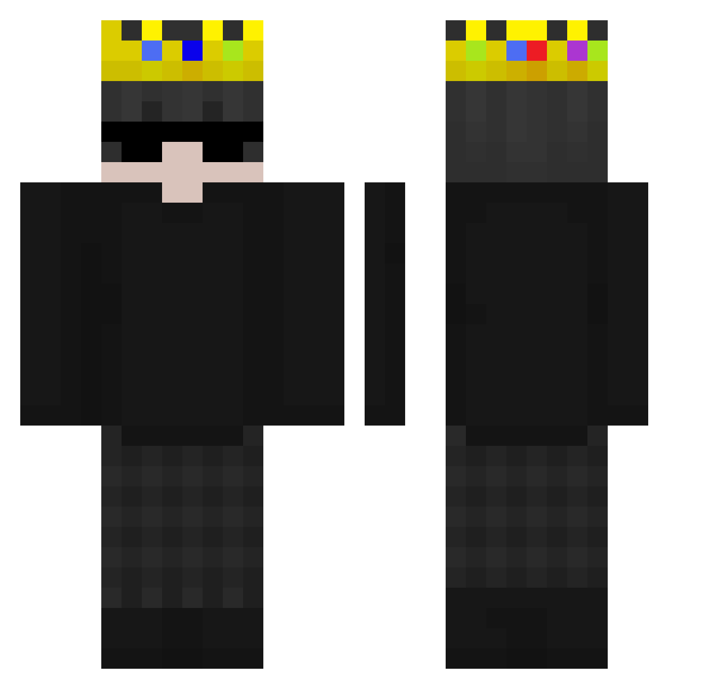 W4KY Minecraft skin, front and back view