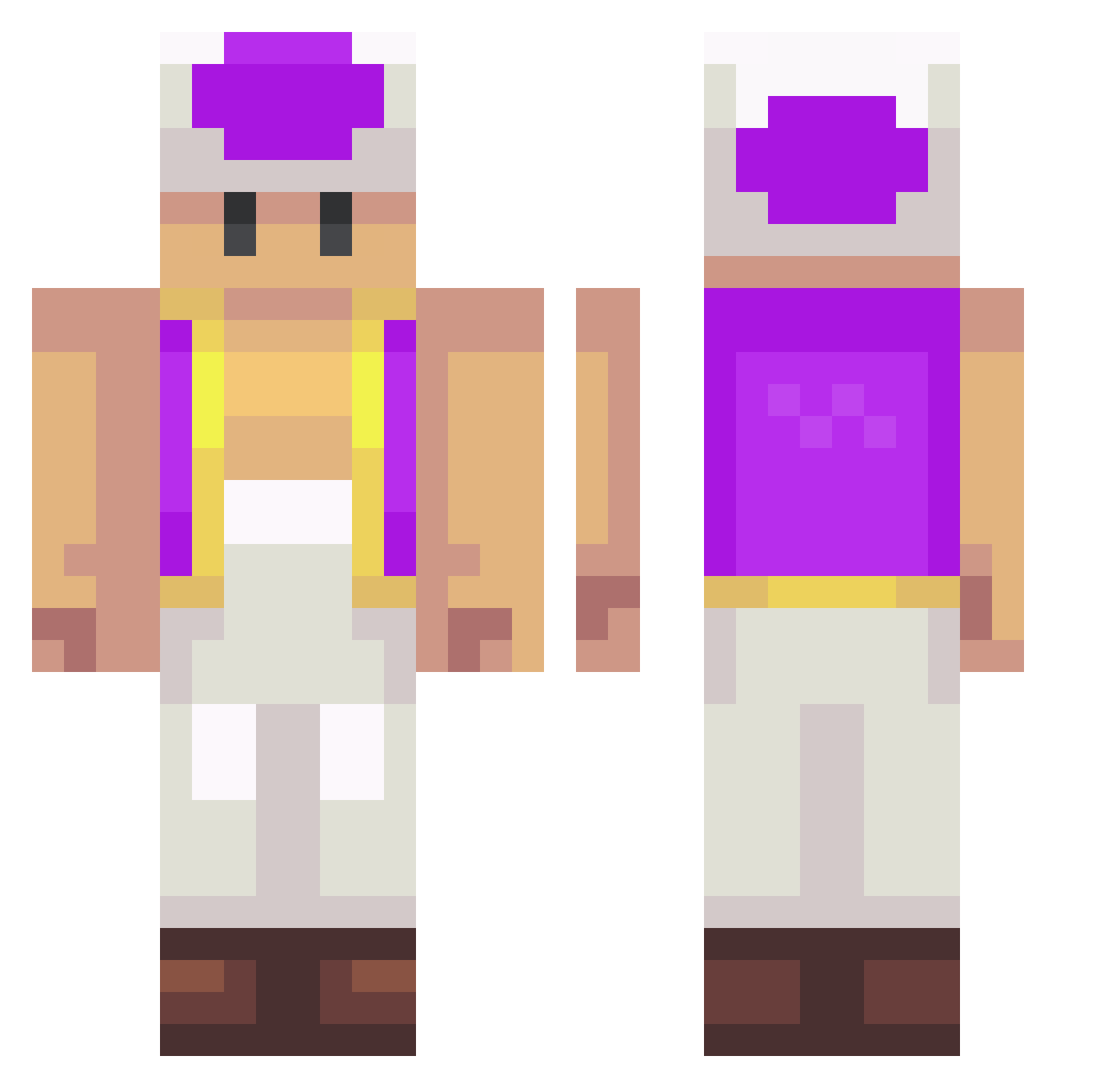 Vykyin Minecraft skin, front and back view