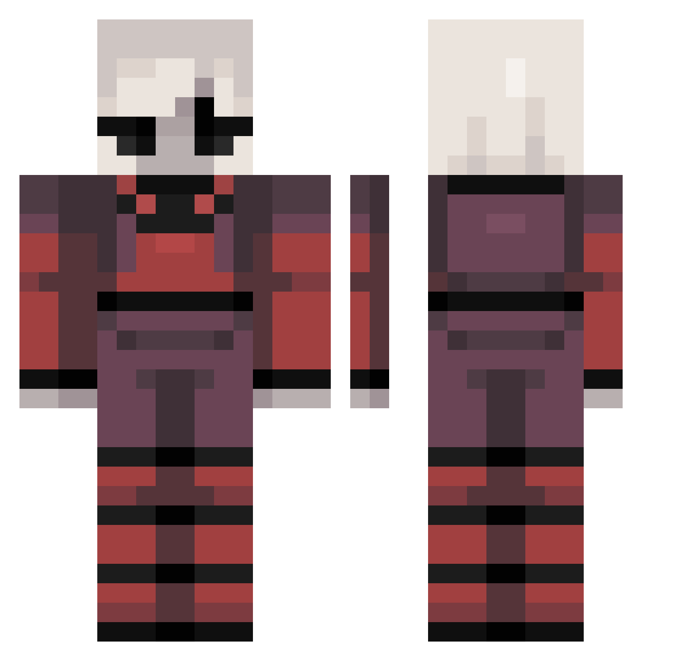 Rosie_sun Minecraft skin, front and back view