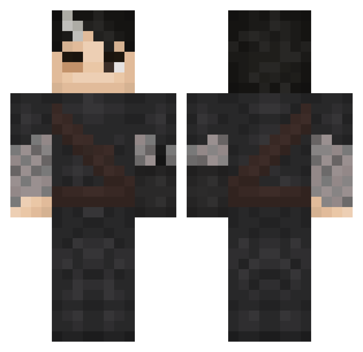 Traak Minecraft skin, front and back view